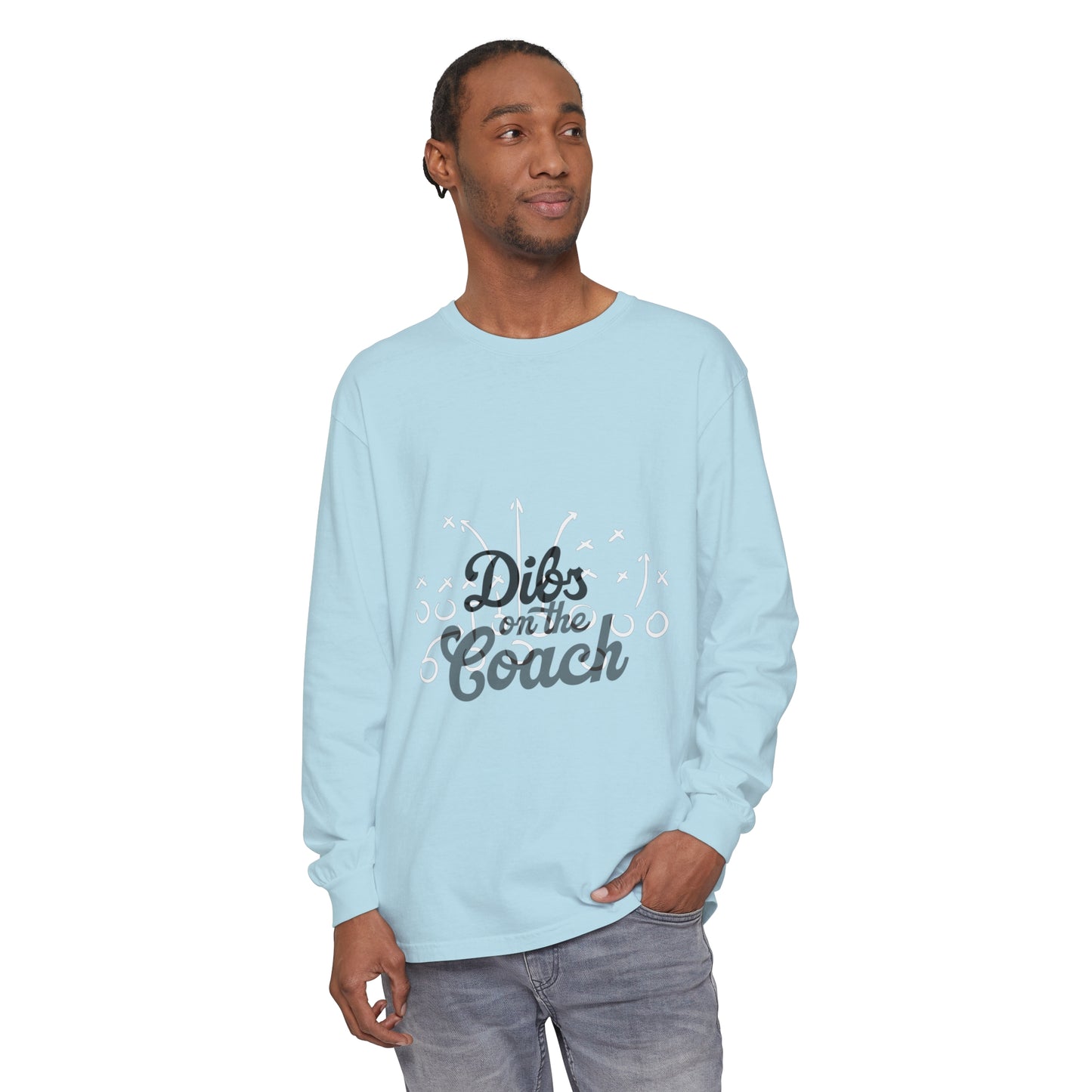 Dibs on the Coach Play Unisex Garment-dyed Long Sleeve T-Shirt