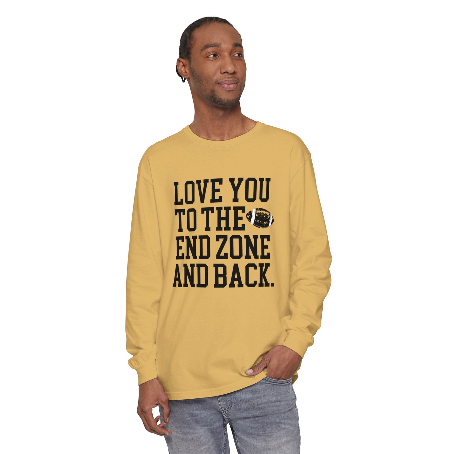 Love you to the End Zone Unisex Garment-dyed Long Sleeve T-Shirt