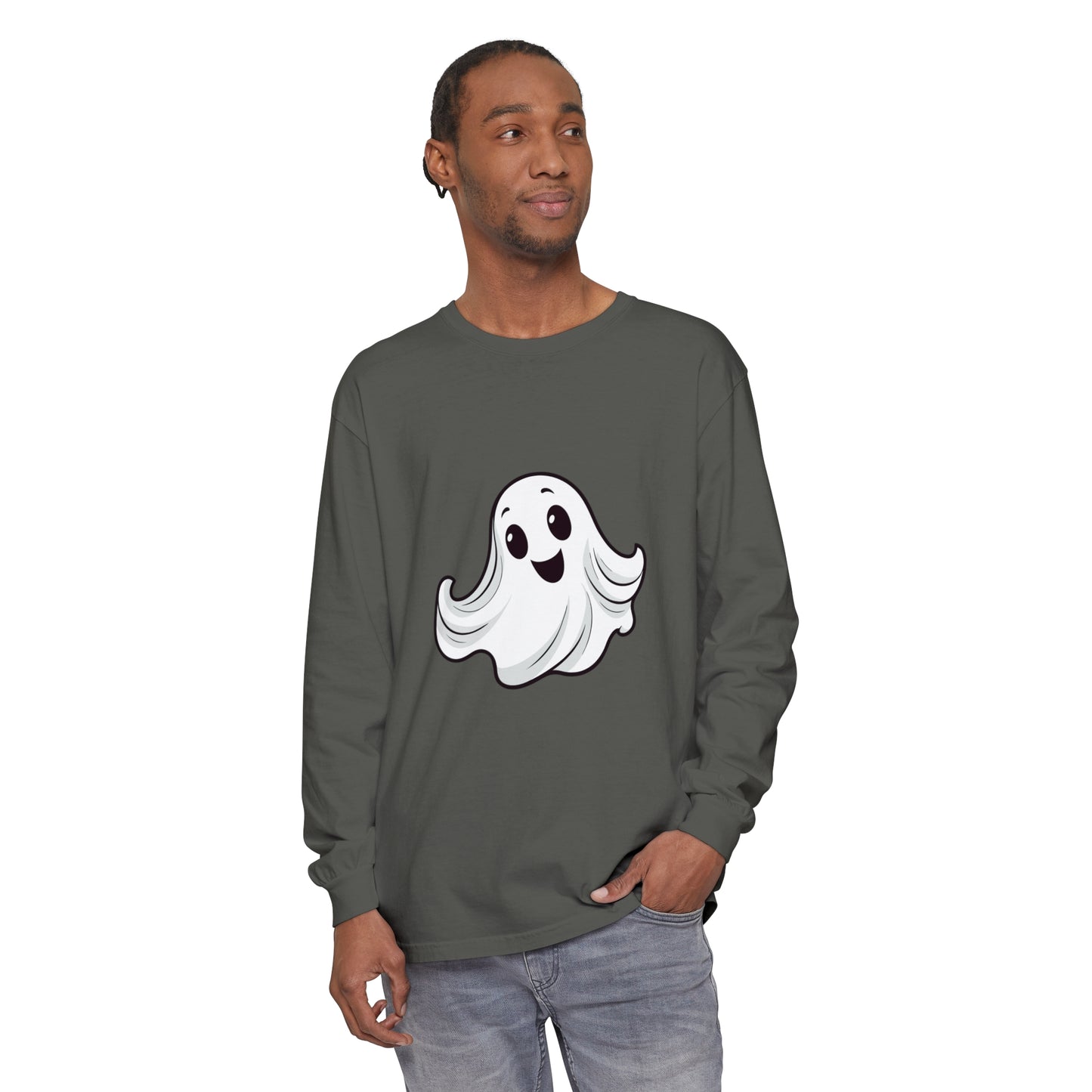 Cute Ghost Unisex Garment-dyed Long Sleeve T-Shirt