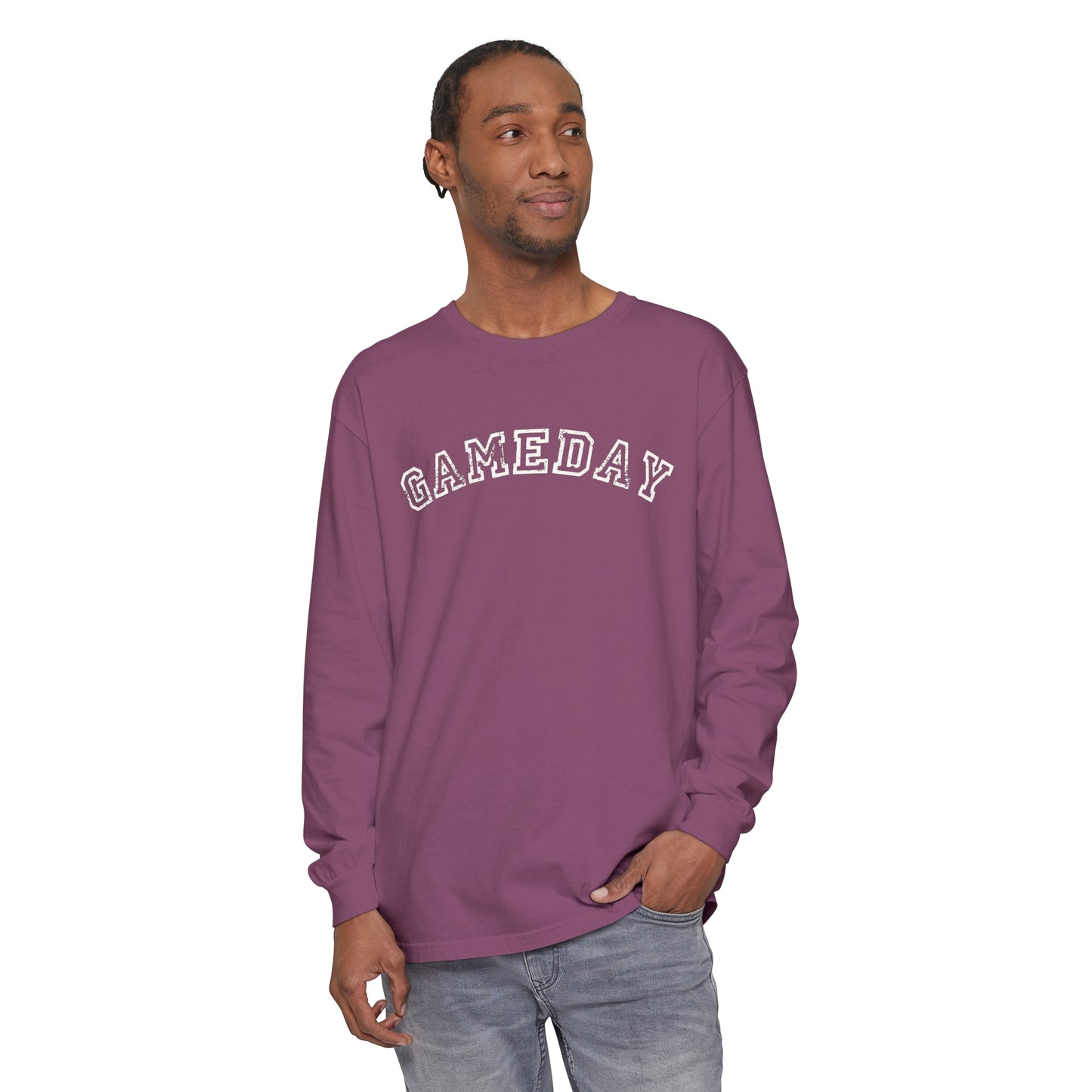 Game Day Curved Block Unisex Garment-dyed Long Sleeve T-Shirt