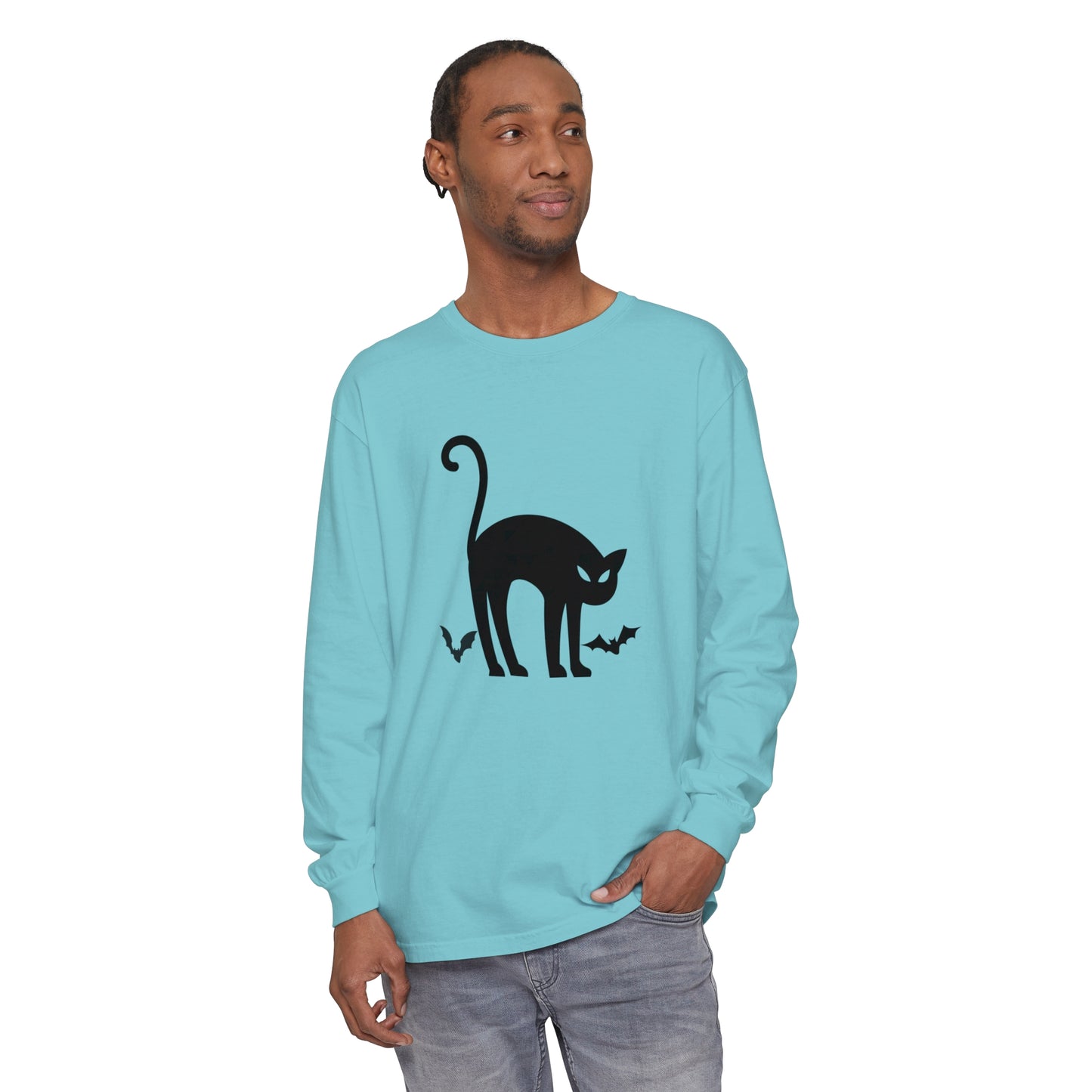 Bats and Cats Unisex Garment-dyed Long Sleeve T-Shirt