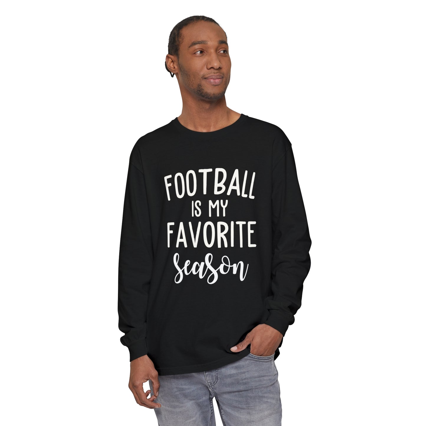 Football is my Favorite Season Unisex Garment-dyed Long Sleeve T-Shirt