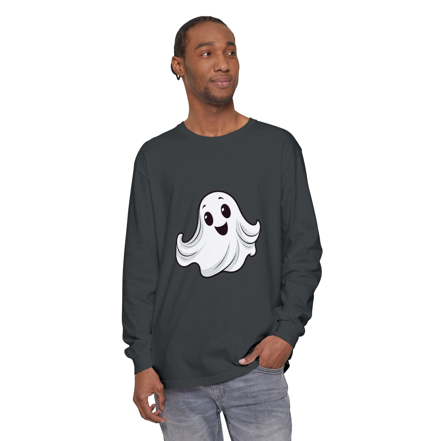 Cute Ghost Unisex Garment-dyed Long Sleeve T-Shirt