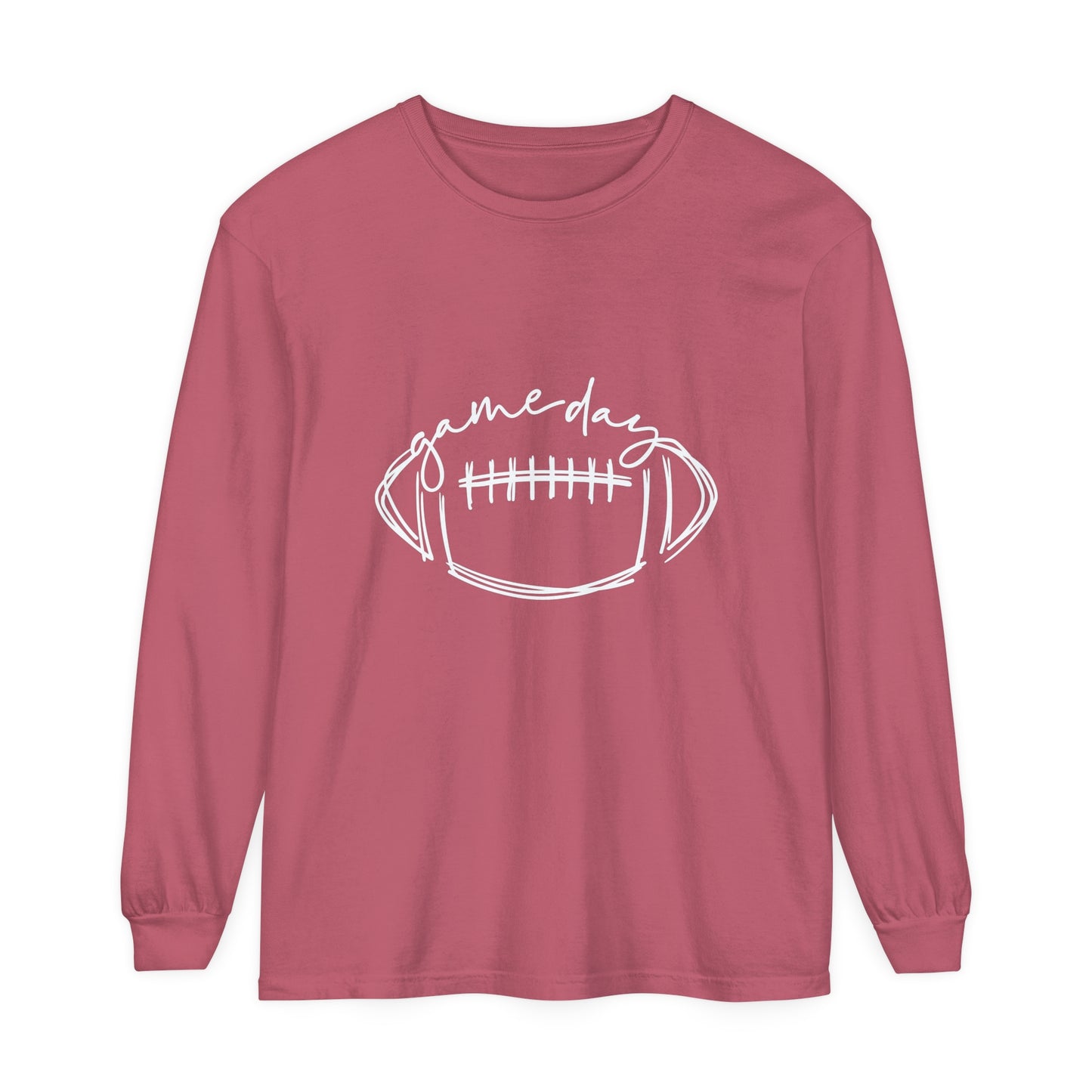 Game Day Football White Unisex Garment-dyed Long Sleeve T-Shirt