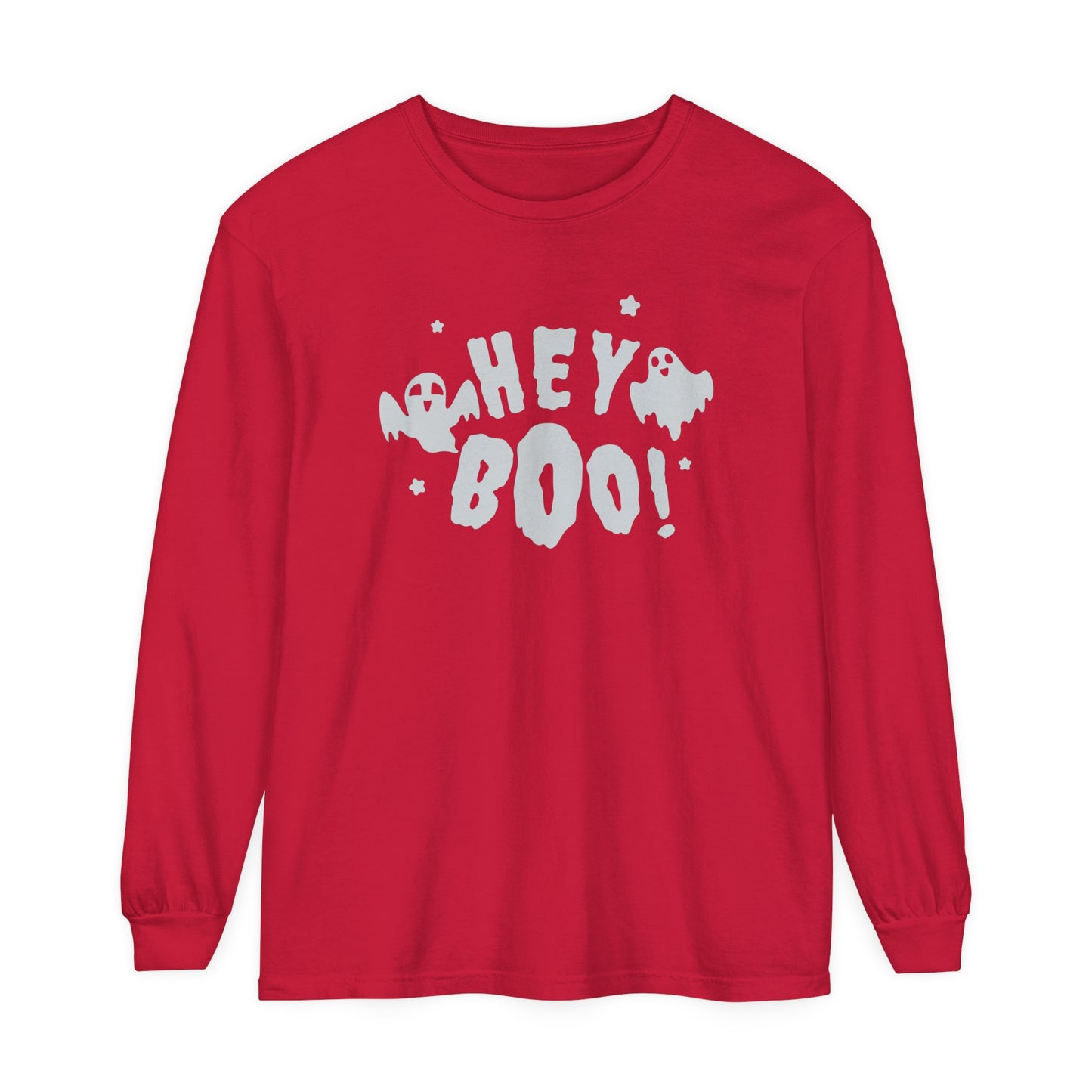 Hey Boo Unisex Garment-dyed Long Sleeve T-Shirt