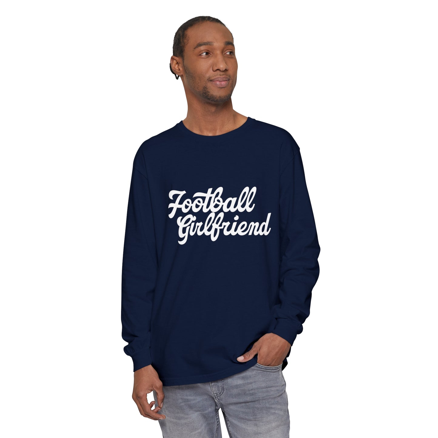 Football Girlfriend Unisex Garment-dyed Long Sleeve T-Shirt