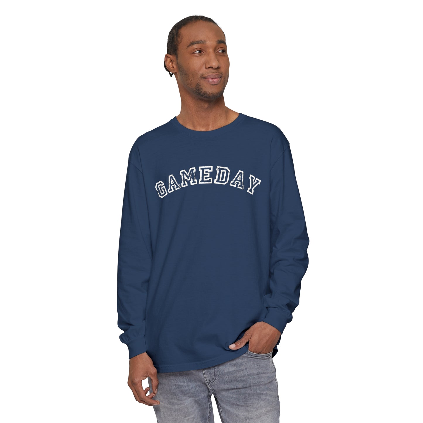 Game Day Curved Block Unisex Garment-dyed Long Sleeve T-Shirt