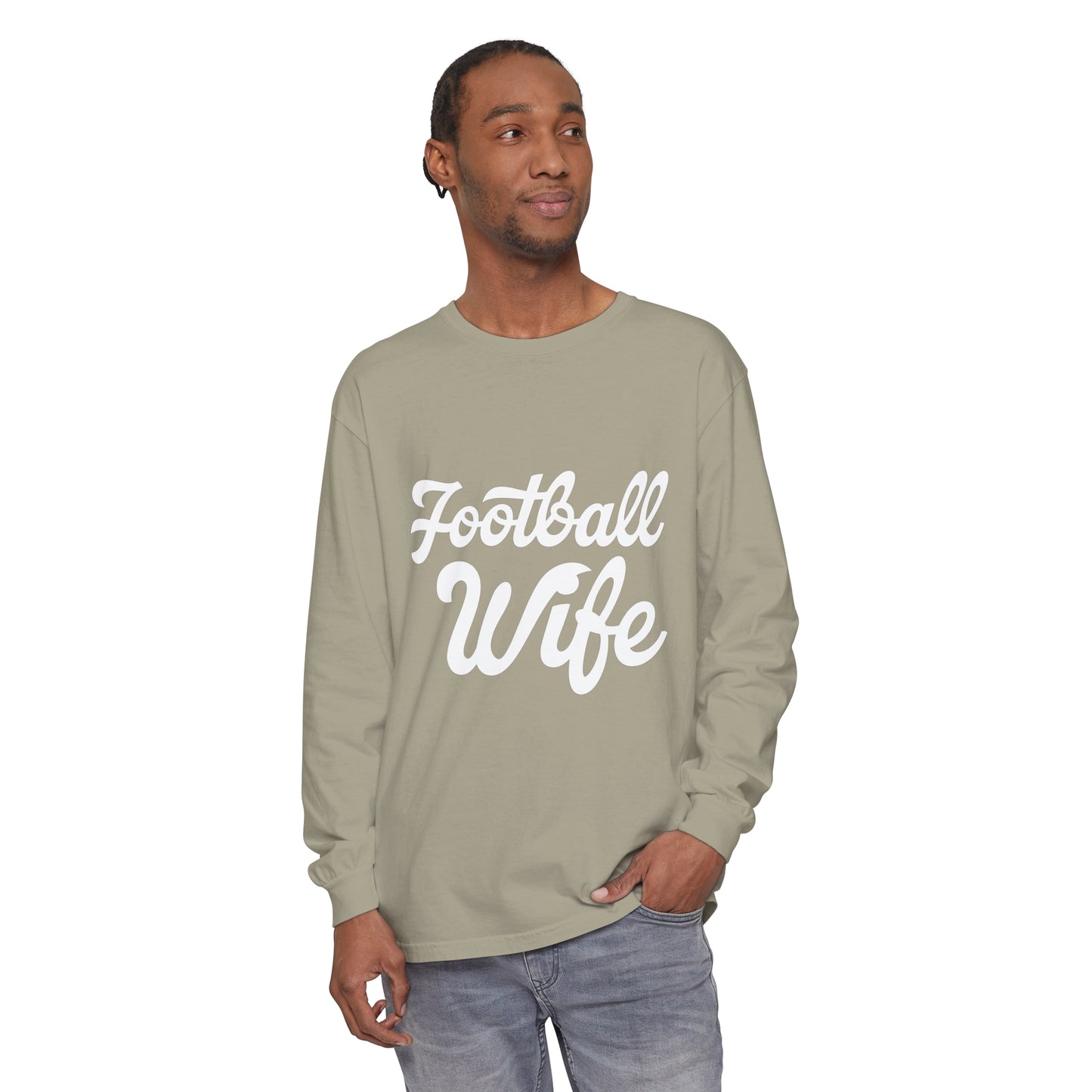 Football Wife White Unisex Garment-dyed Long Sleeve T-Shirt