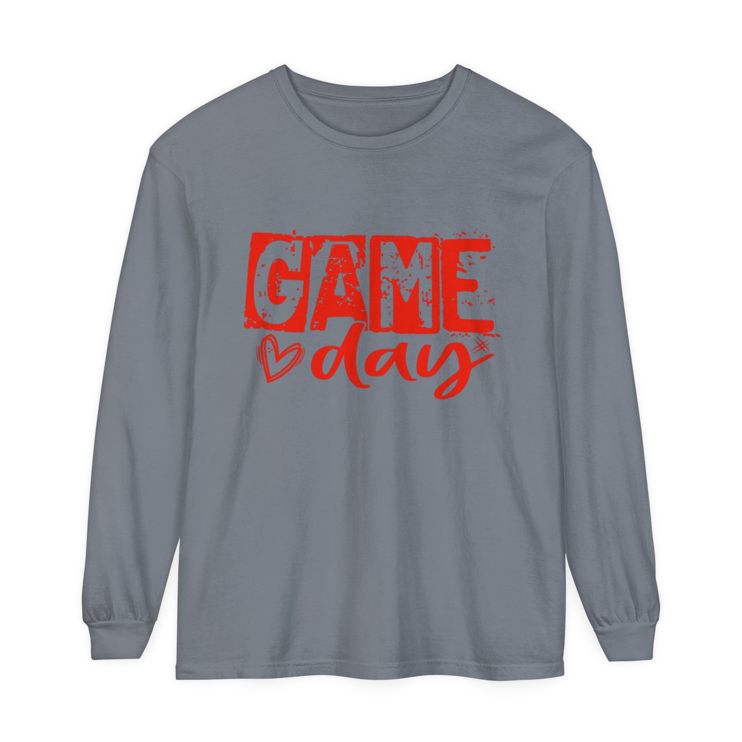 Game Day Grunge Red Unisex Garment-dyed Long Sleeve T-Shirt