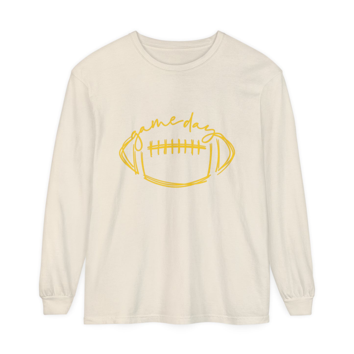 Game Day Football Yellow Unisex Garment-dyed Long Sleeve T-Shirt