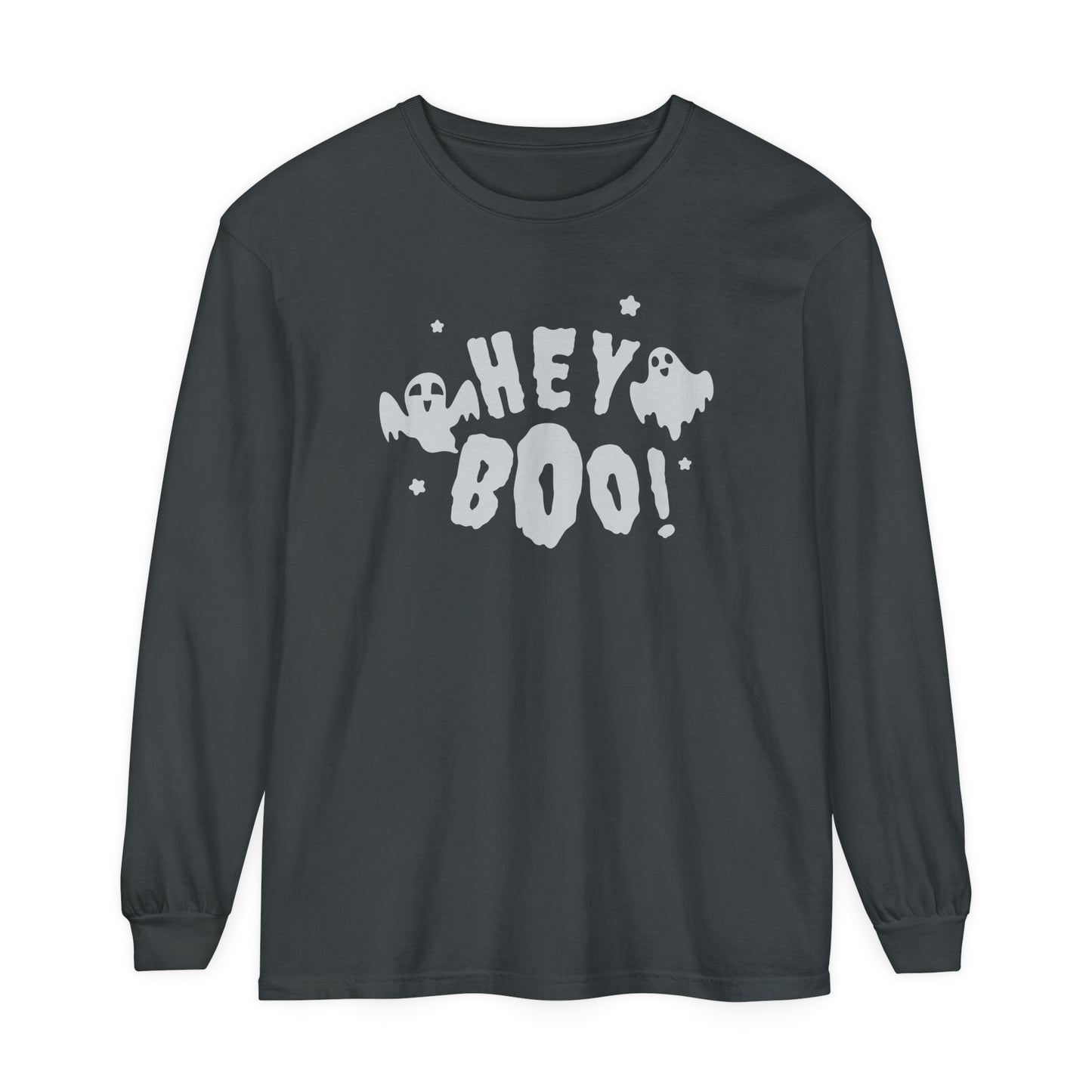 Hey Boo Unisex Garment-dyed Long Sleeve T-Shirt