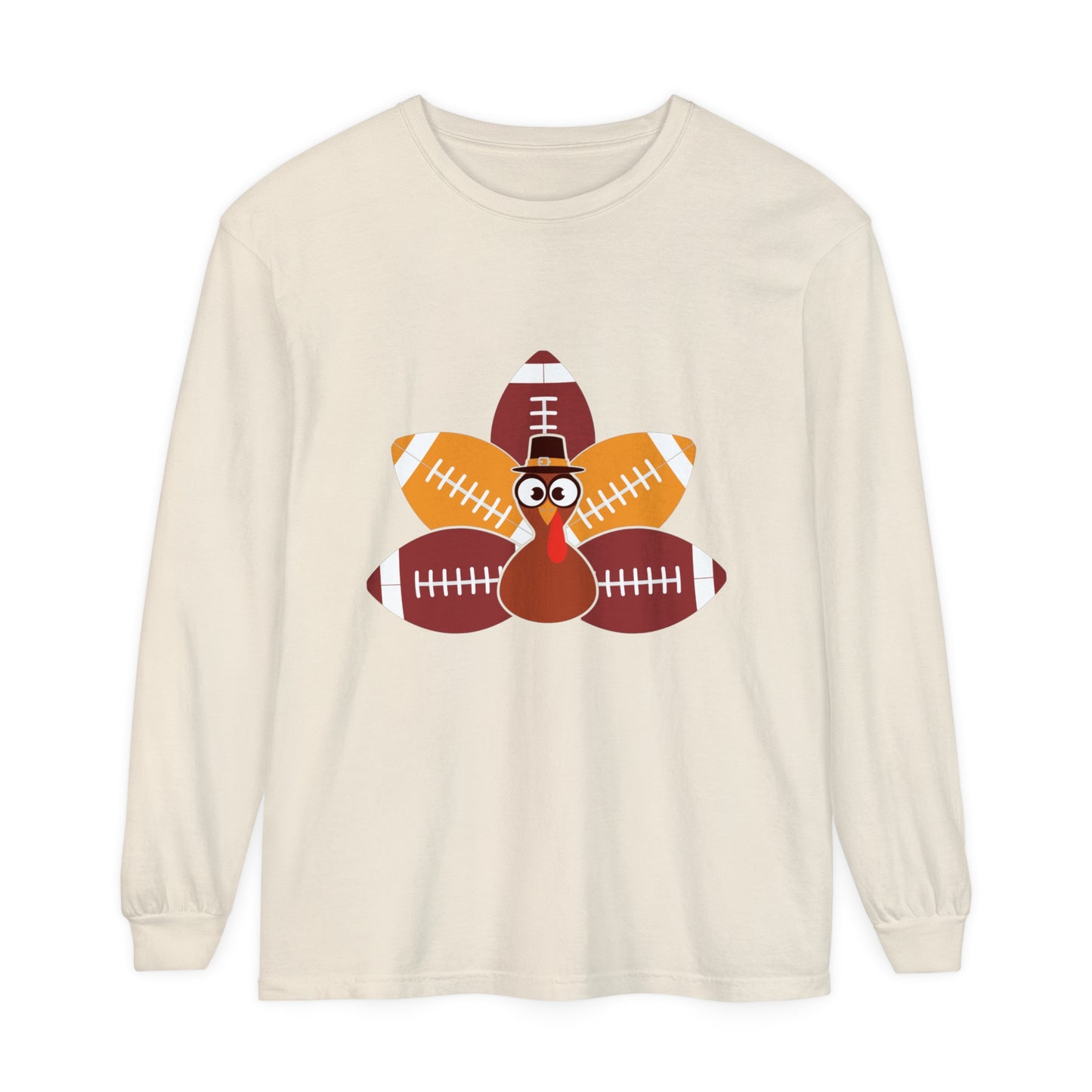 Turkey Football Tail Unisex Garment-dyed Long Sleeve T-Shirt