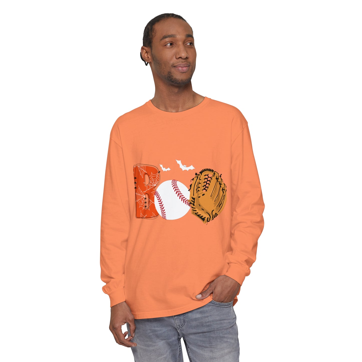 Boo Baseball Unisex Garment-dyed Long Sleeve T-Shirt