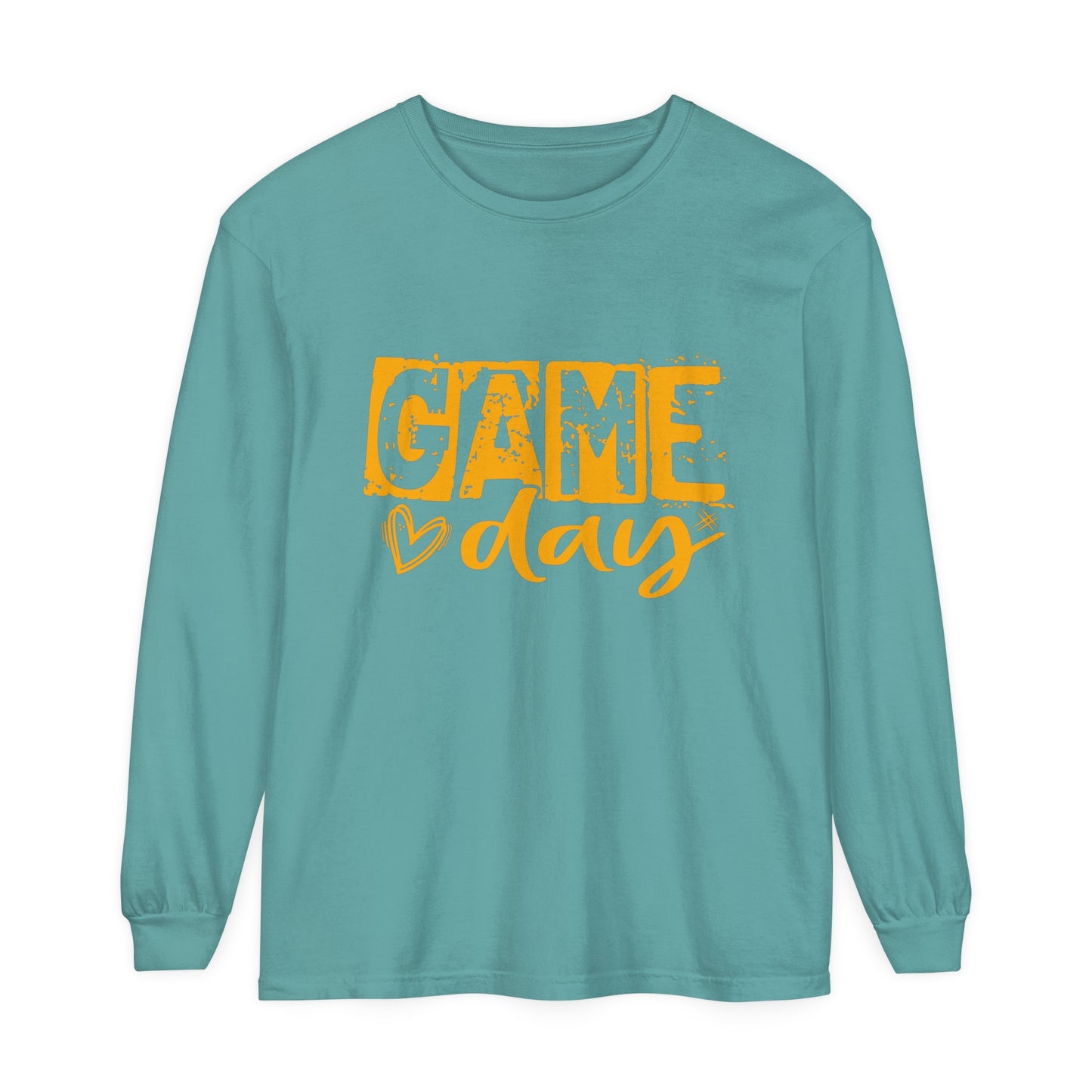 Game Day Grunge Yellow Unisex Garment-dyed Long Sleeve T-Shirt