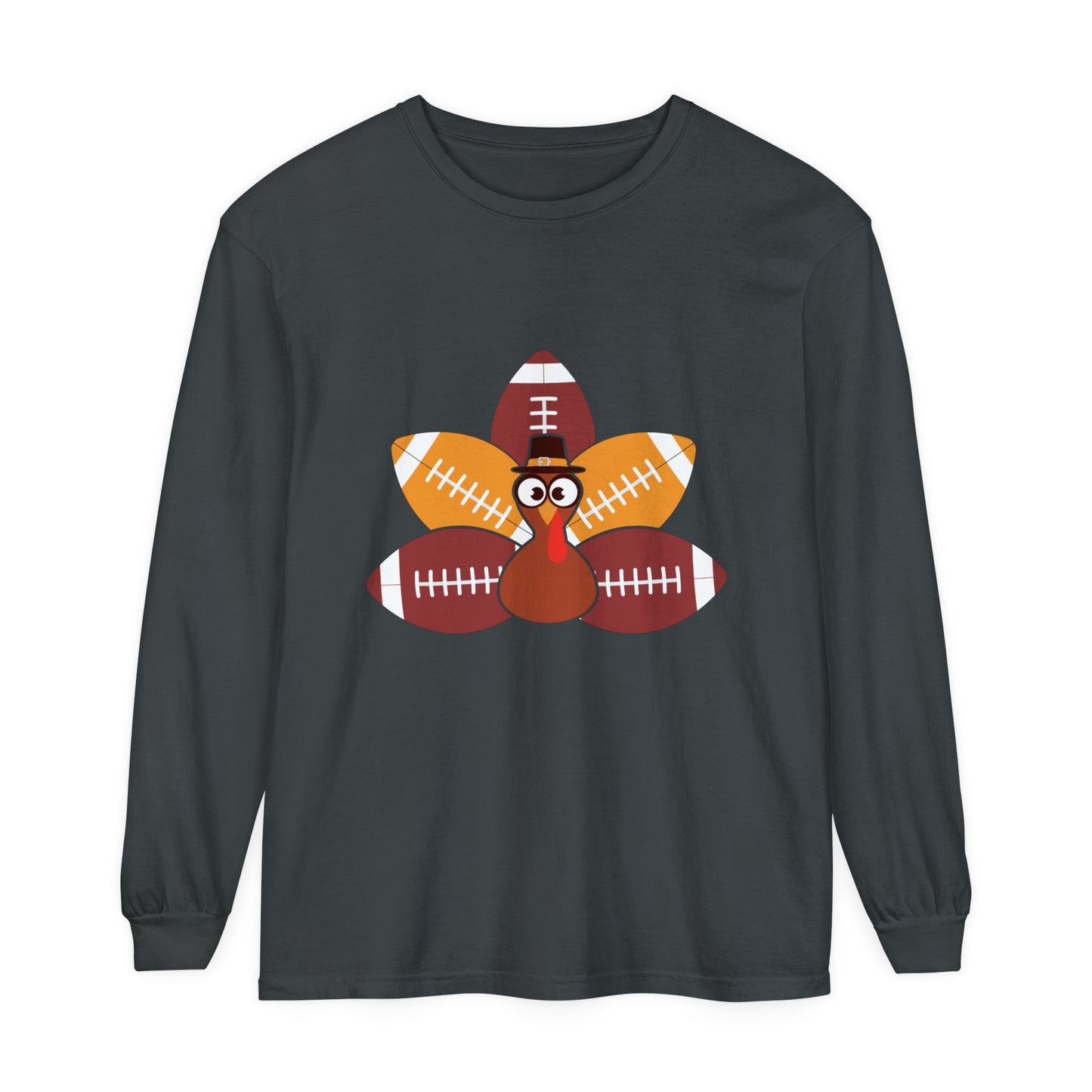 Turkey Football Tail Unisex Garment-dyed Long Sleeve T-Shirt