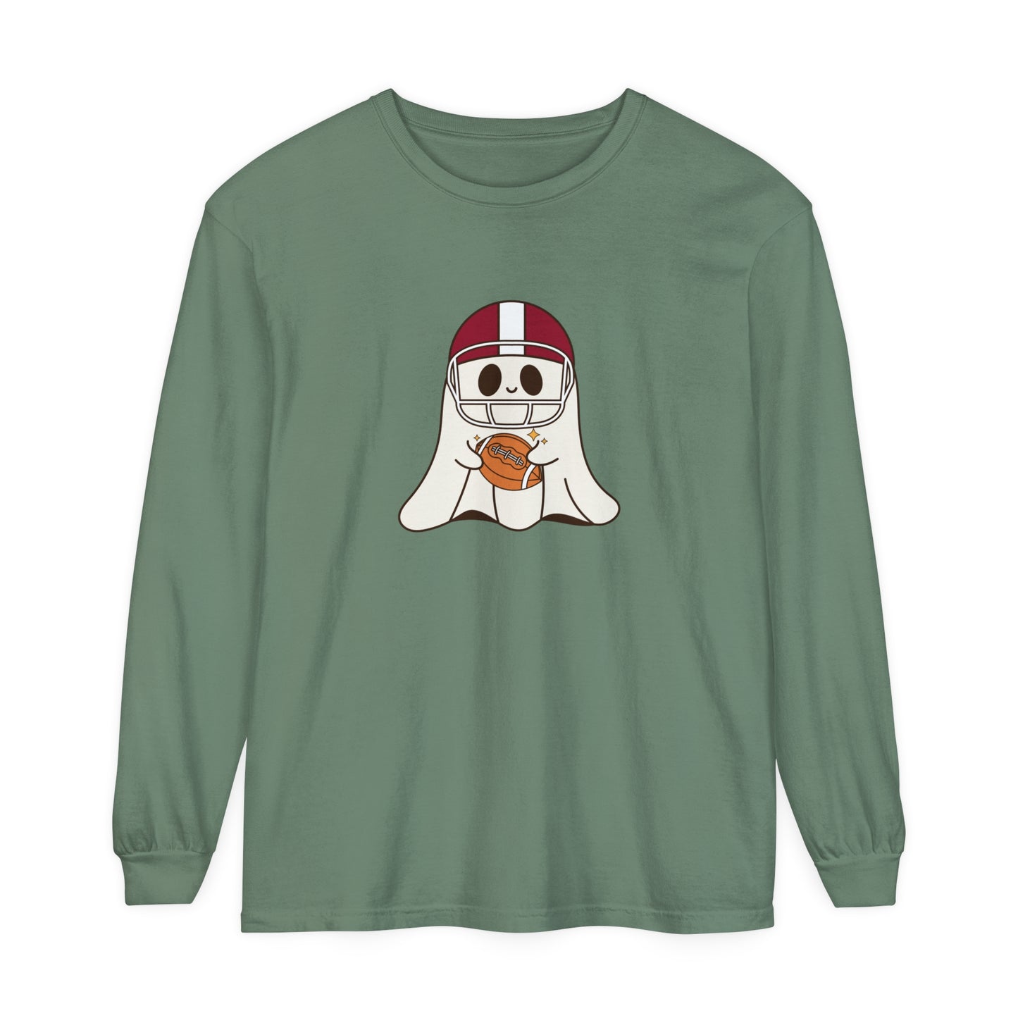 Football Ghost Unisex Garment-dyed Long Sleeve T-Shirt