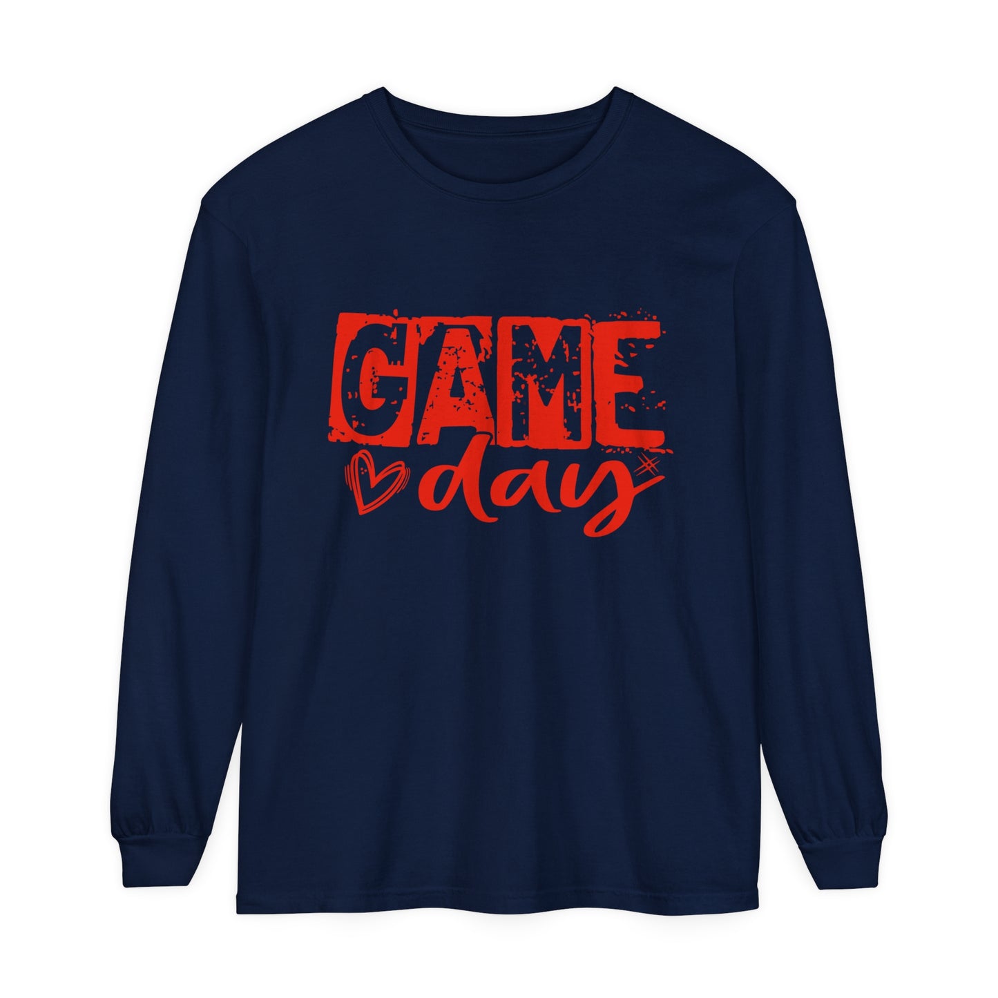 Game Day Grunge Red Unisex Garment-dyed Long Sleeve T-Shirt