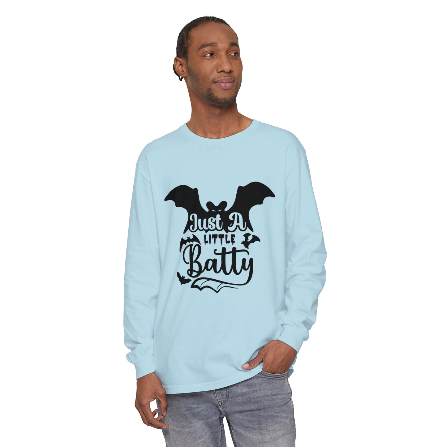 Just a Little Batty Unisex Garment-dyed Long Sleeve T-Shirt