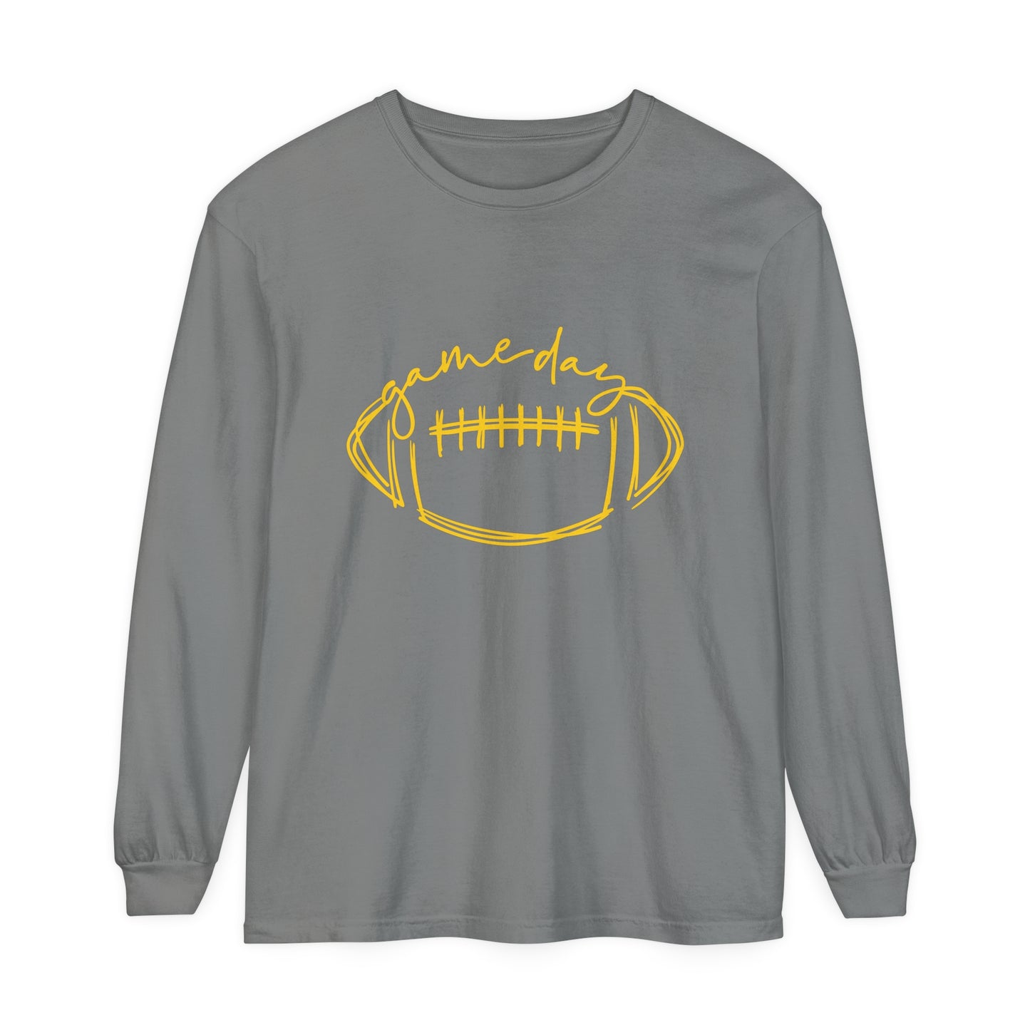 Game Day Football Yellow Unisex Garment-dyed Long Sleeve T-Shirt