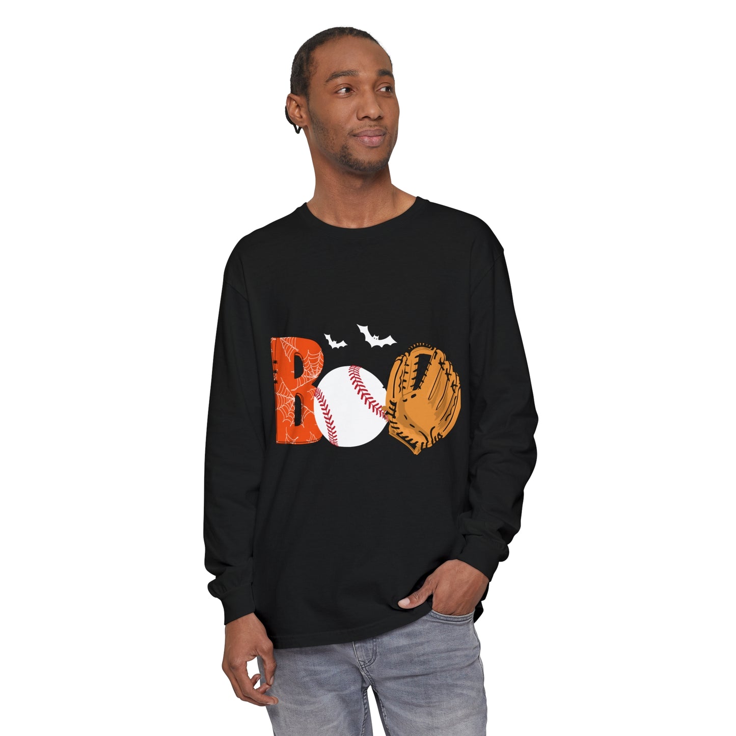 Boo Baseball Unisex Garment-dyed Long Sleeve T-Shirt