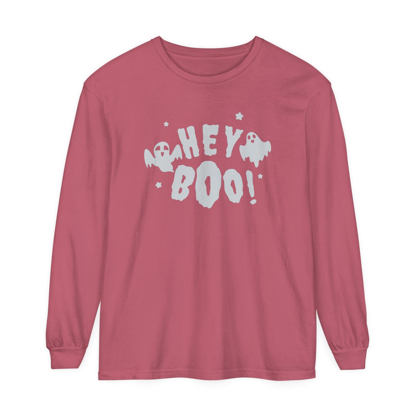 Hey Boo Unisex Garment-dyed Long Sleeve T-Shirt