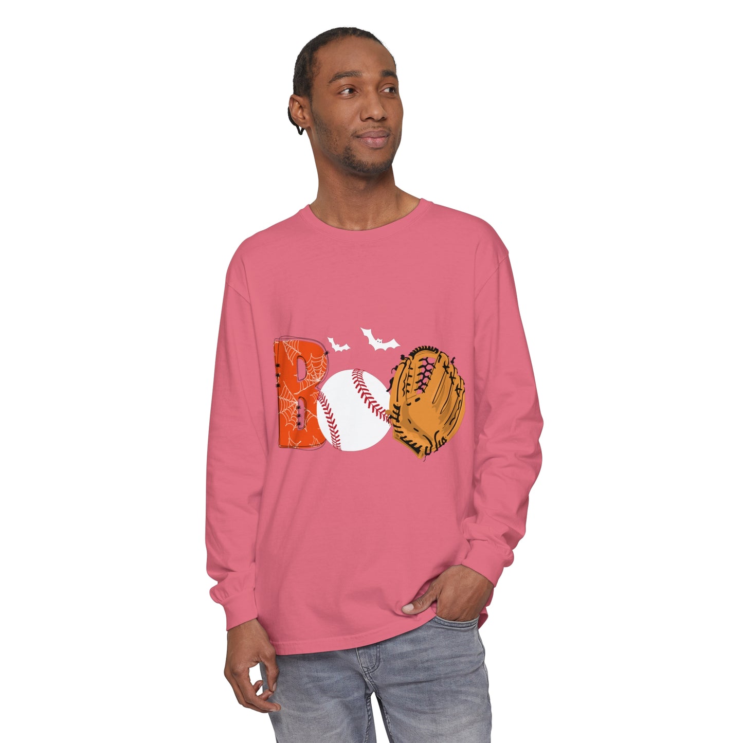 Boo Baseball Unisex Garment-dyed Long Sleeve T-Shirt