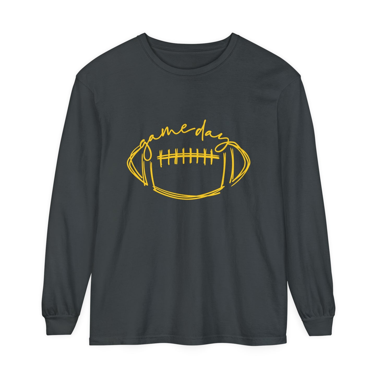 Game Day Football Yellow Unisex Garment-dyed Long Sleeve T-Shirt