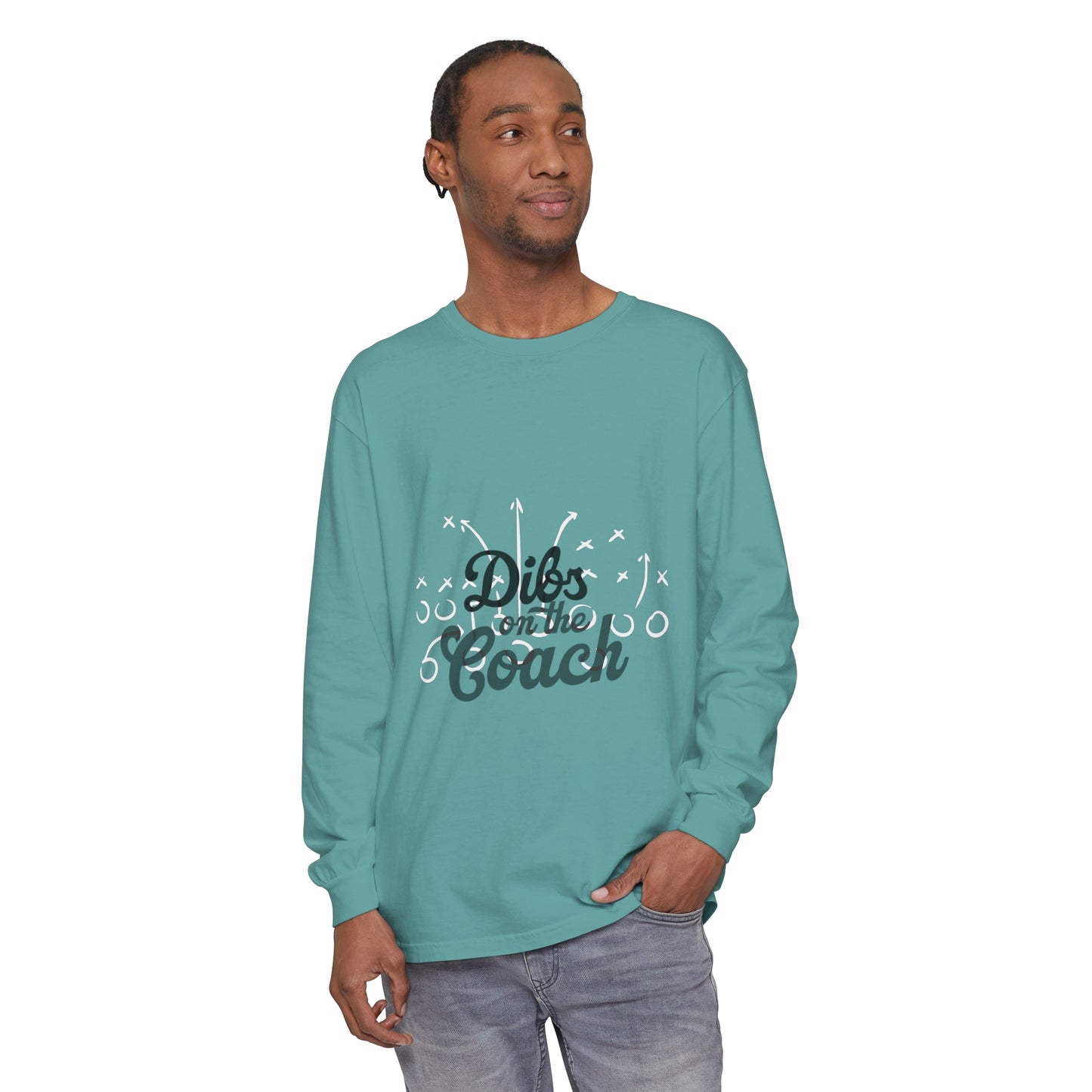 Dibs on the Coach Play Unisex Garment-dyed Long Sleeve T-Shirt