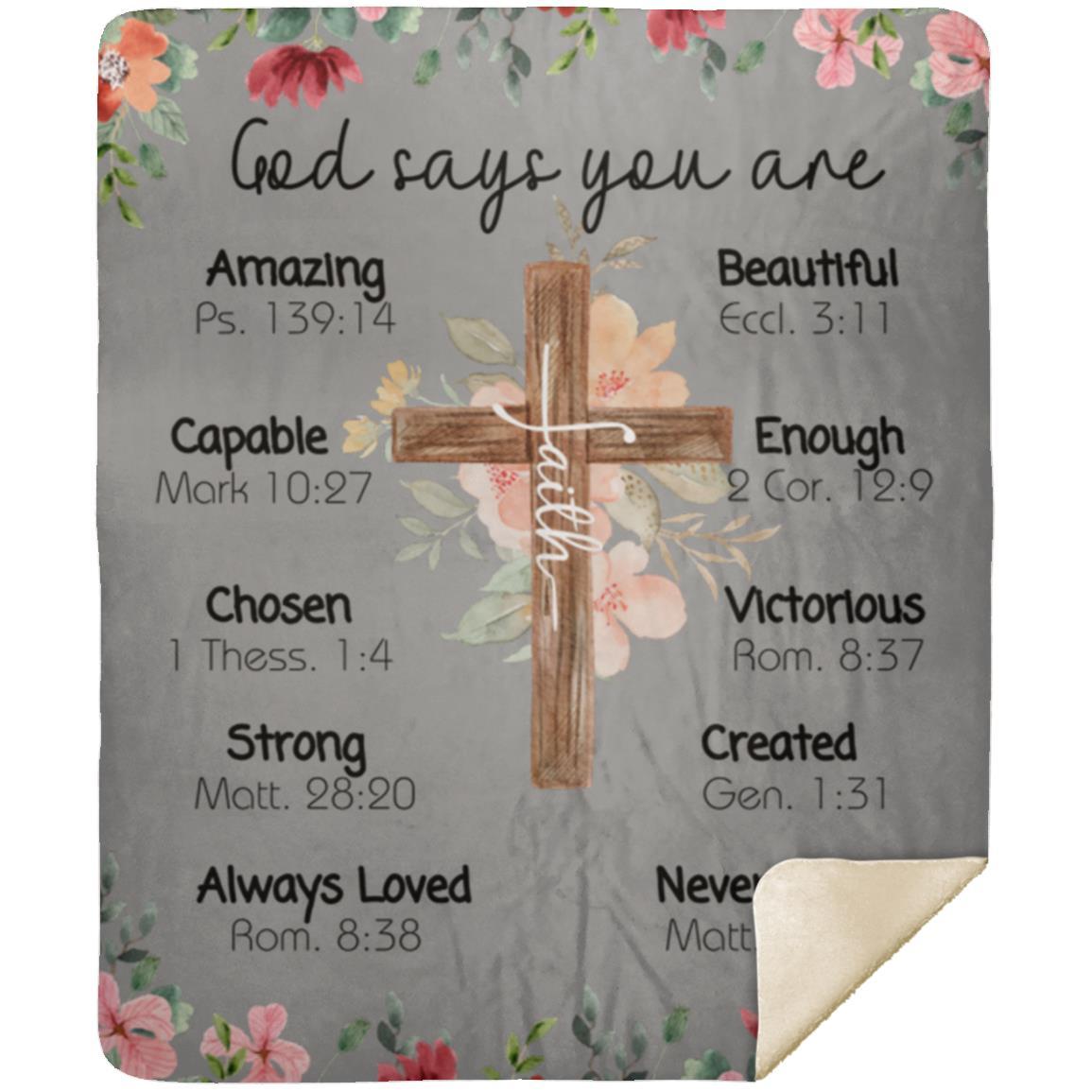 God says you are MSHM Premium Sherpa Blanket 50x60