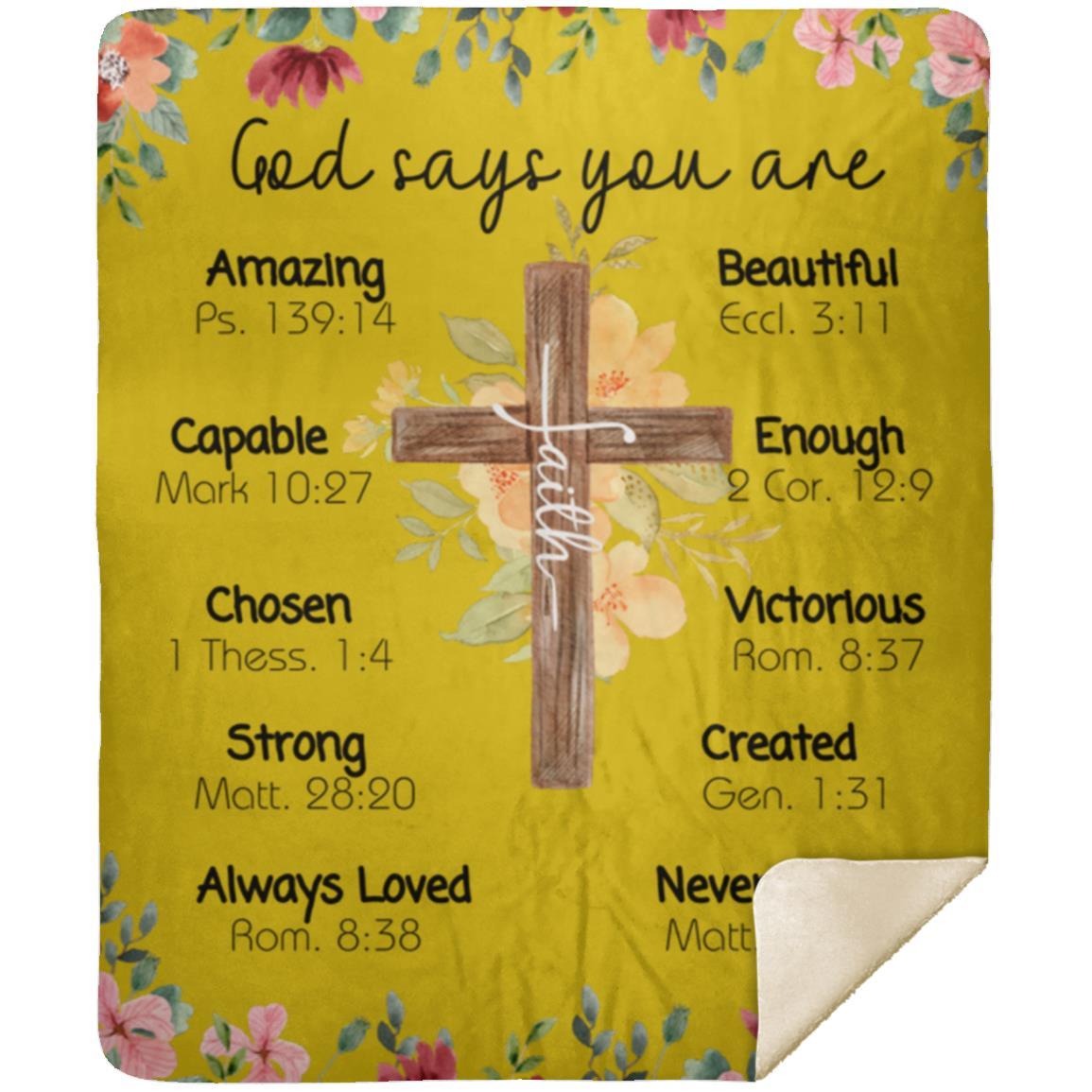 God says you are MSHM Premium Sherpa Blanket 50x60