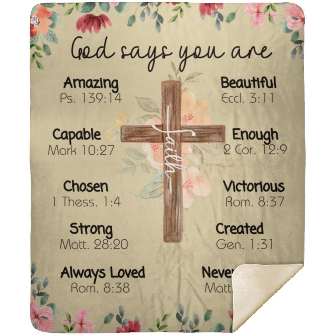 God says you are MSHM Premium Sherpa Blanket 50x60