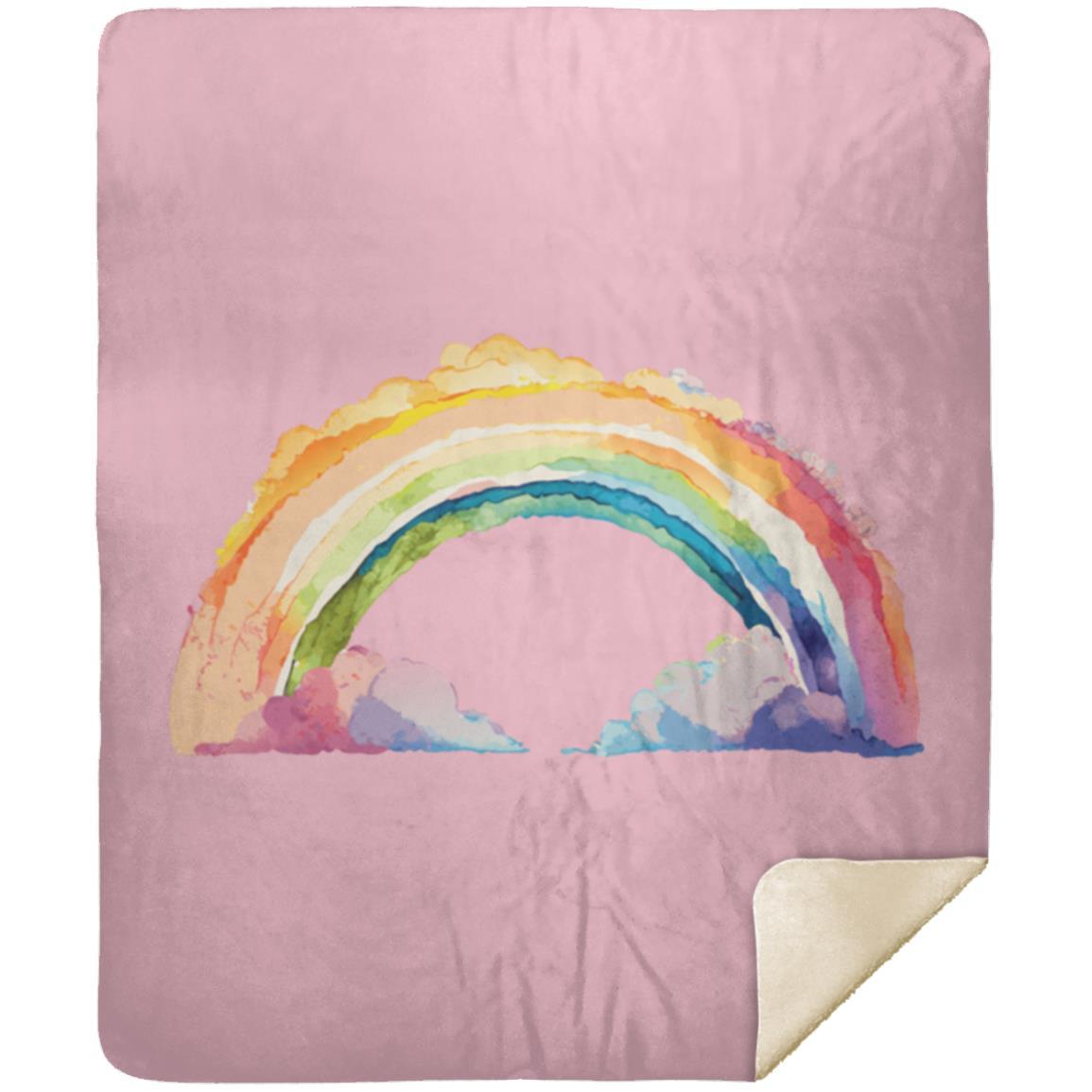 Watercolor Rainbow MSHM Premium Sherpa Blanket 50x60