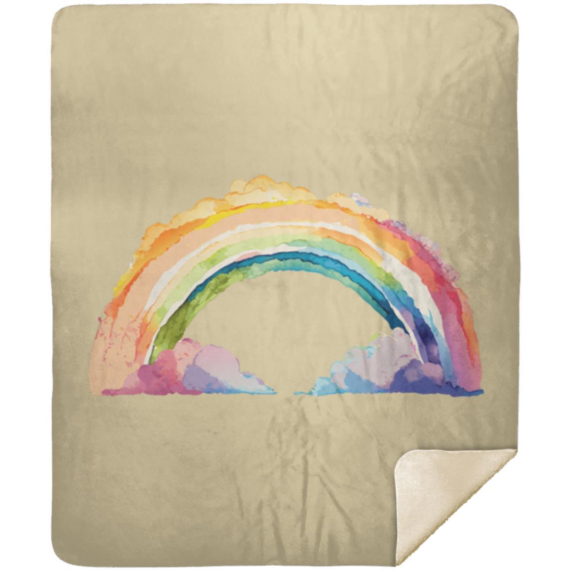 Watercolor Rainbow MSHM Premium Sherpa Blanket 50x60