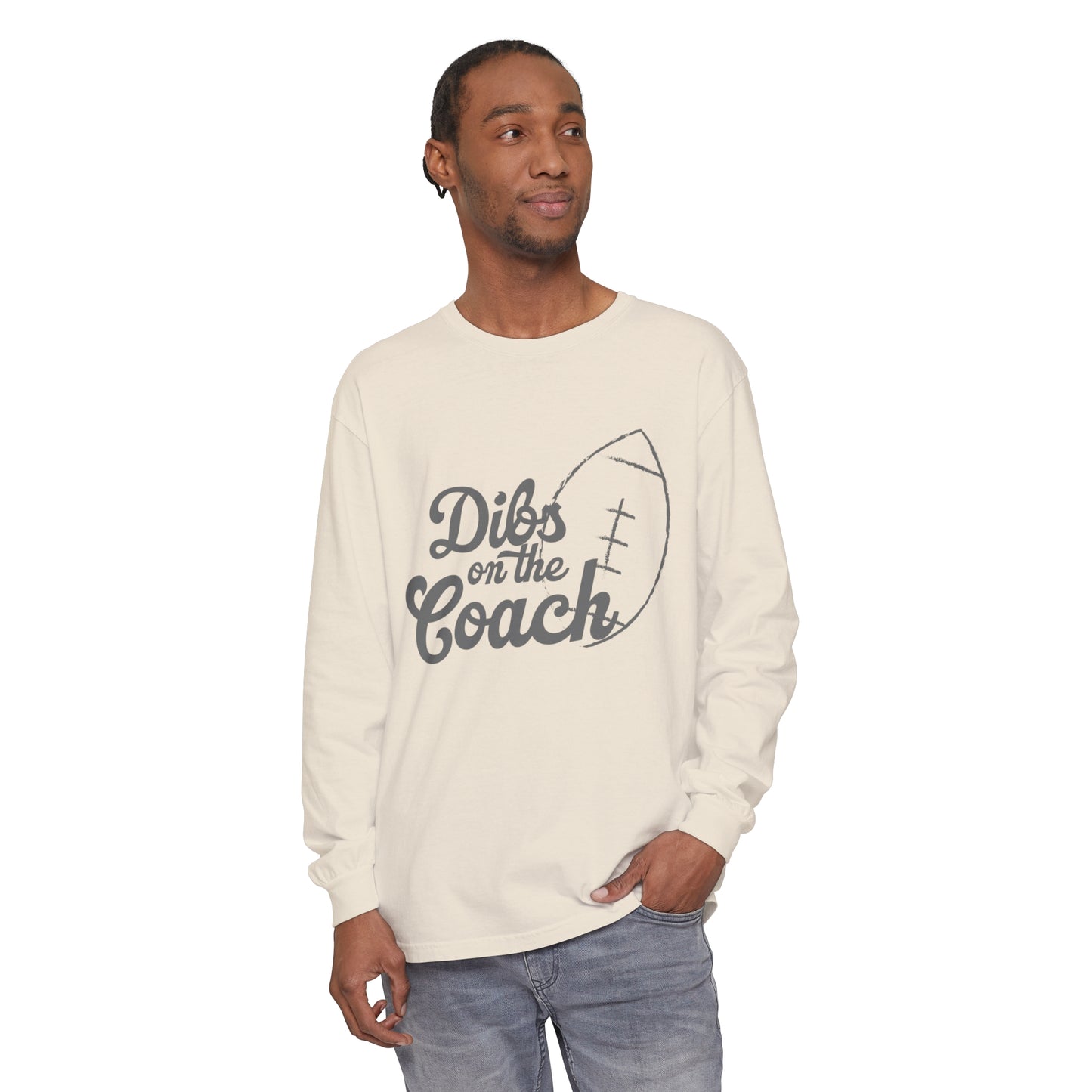 Dibs on the Coach Football Unisex Garment-dyed Long Sleeve T-Shirt