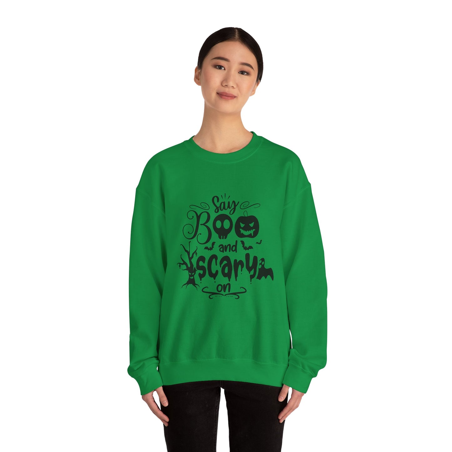 Say Boo and Scare On Unisex Heavy Blend™ Crewneck Sweatshirt