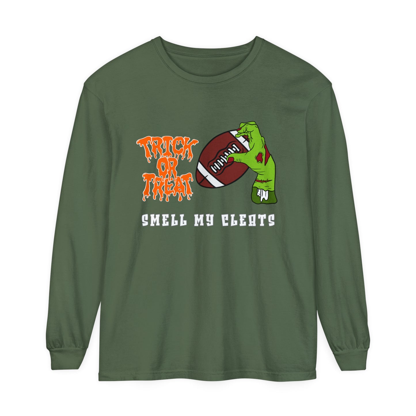 Trick or Treat Smell my Feet Unisex Garment-dyed Long Sleeve T-Shirt