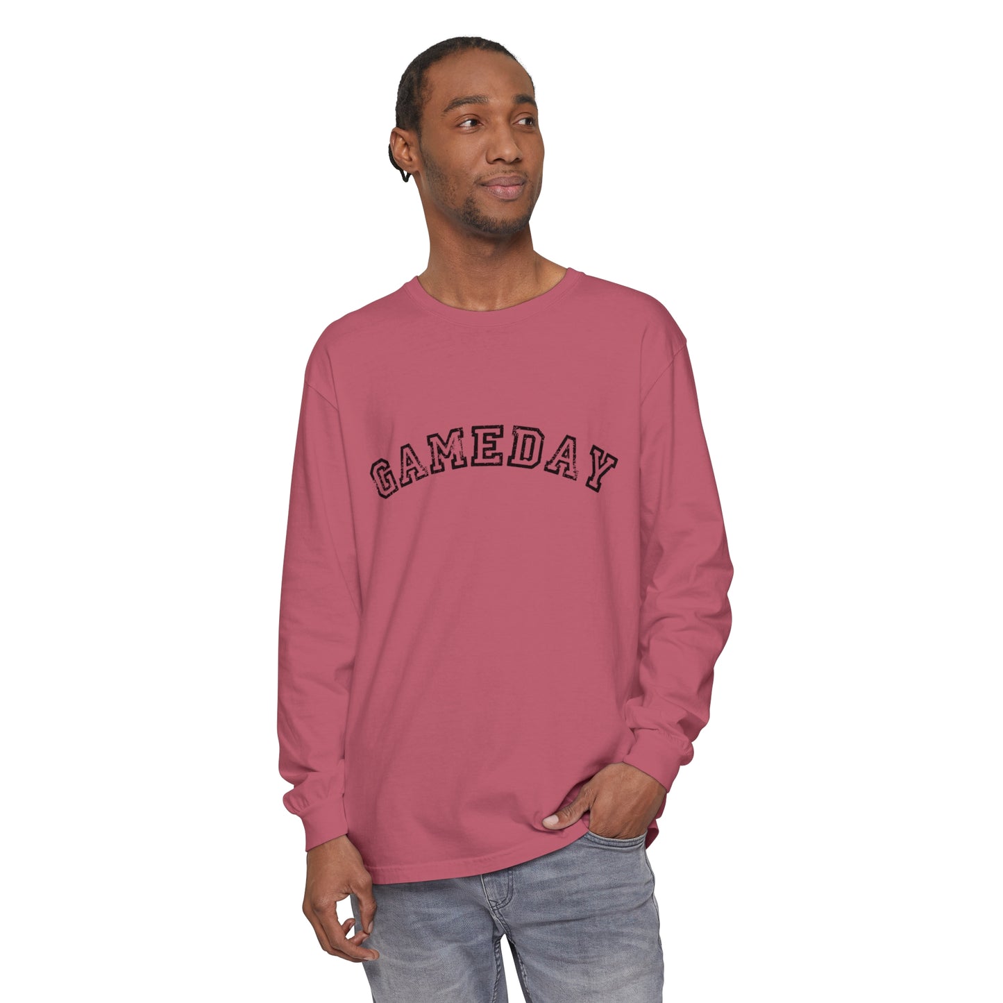 Game Day Block Curved Unisex Garment-dyed Long Sleeve T-Shirt