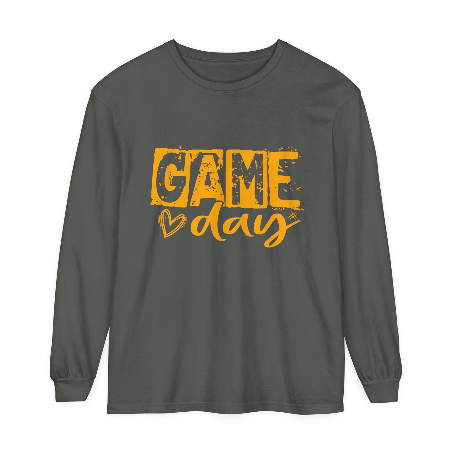 Game Day Grunge Yellow Unisex Garment-dyed Long Sleeve T-Shirt