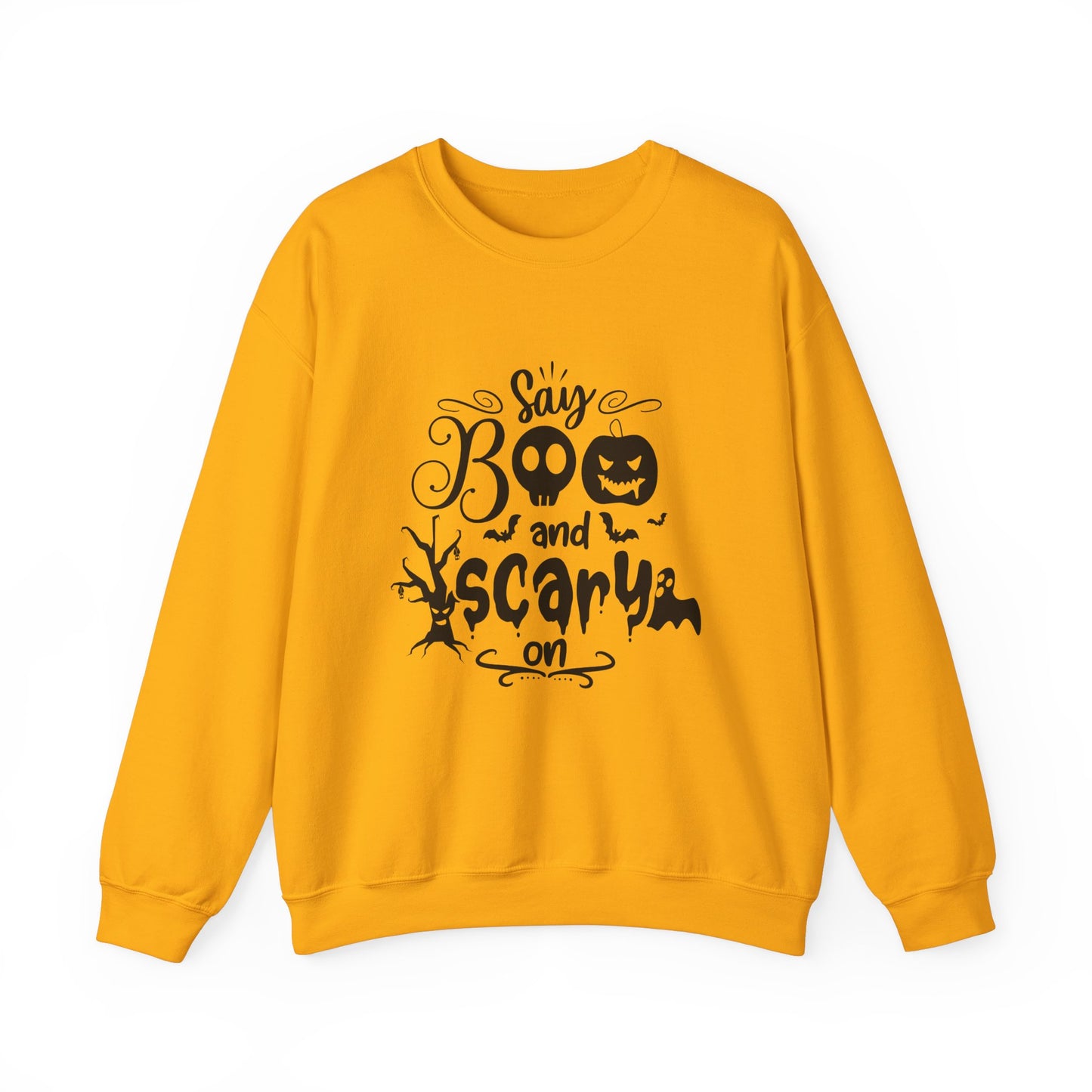 Say Boo and Scare On Unisex Heavy Blend™ Crewneck Sweatshirt