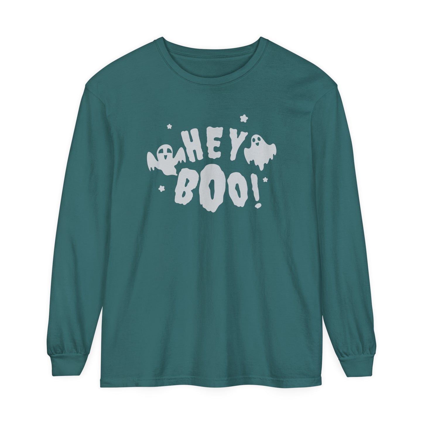 Hey Boo Unisex Garment-dyed Long Sleeve T-Shirt