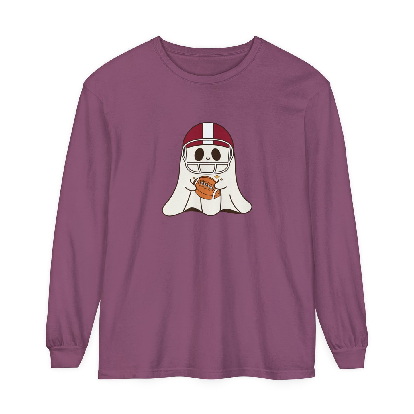 Football Ghost Unisex Garment-dyed Long Sleeve T-Shirt