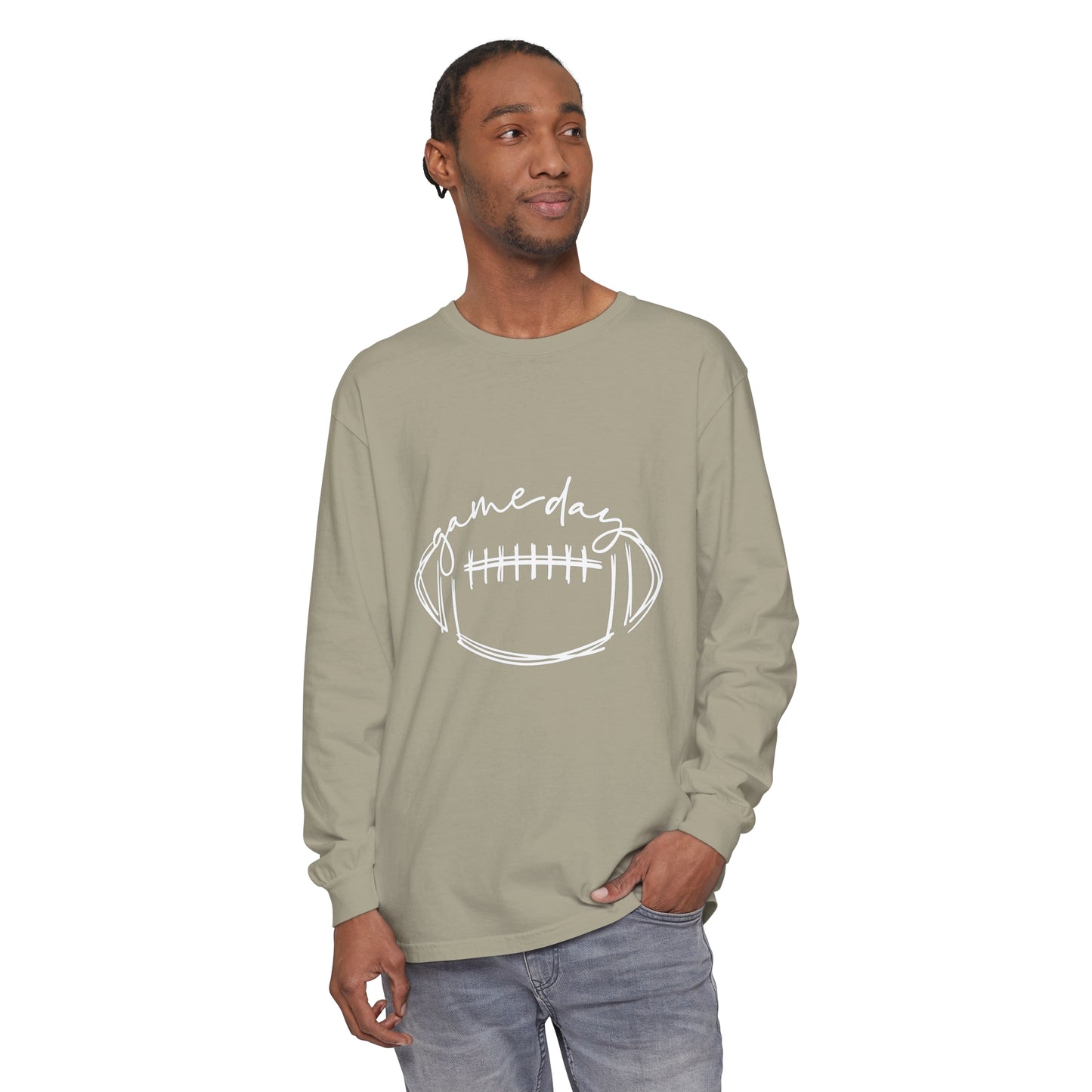 Game Day Football White Unisex Garment-dyed Long Sleeve T-Shirt