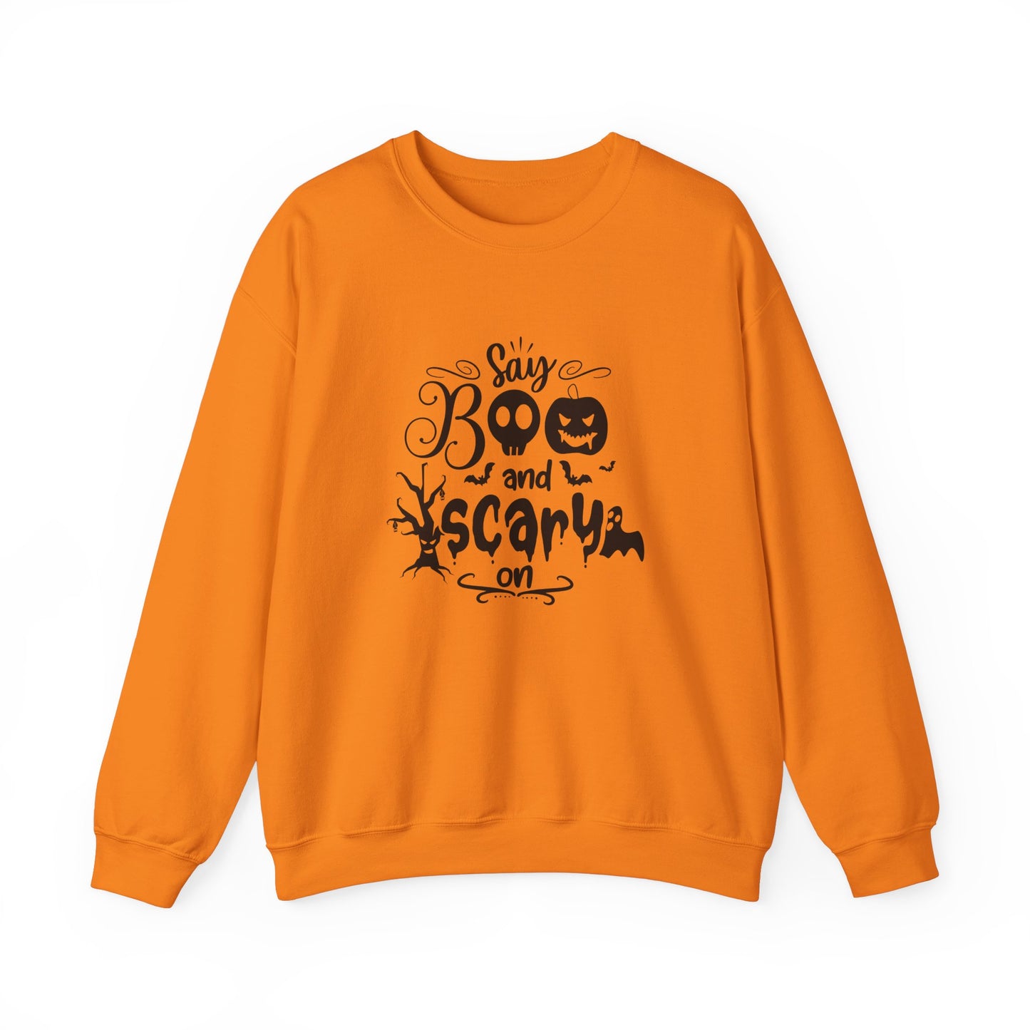 Say Boo and Scare On Unisex Heavy Blend™ Crewneck Sweatshirt