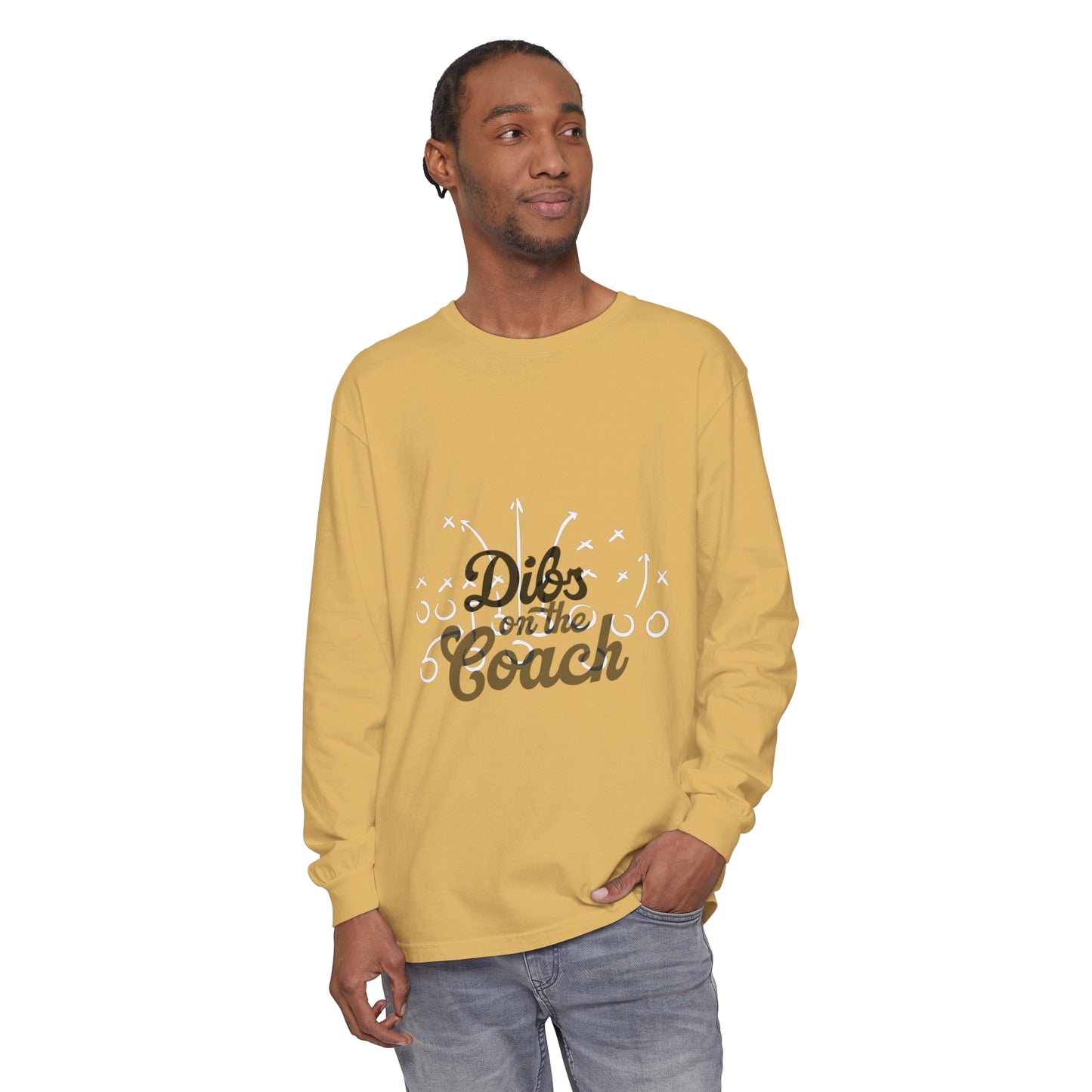 Dibs on the Coach Play Unisex Garment-dyed Long Sleeve T-Shirt