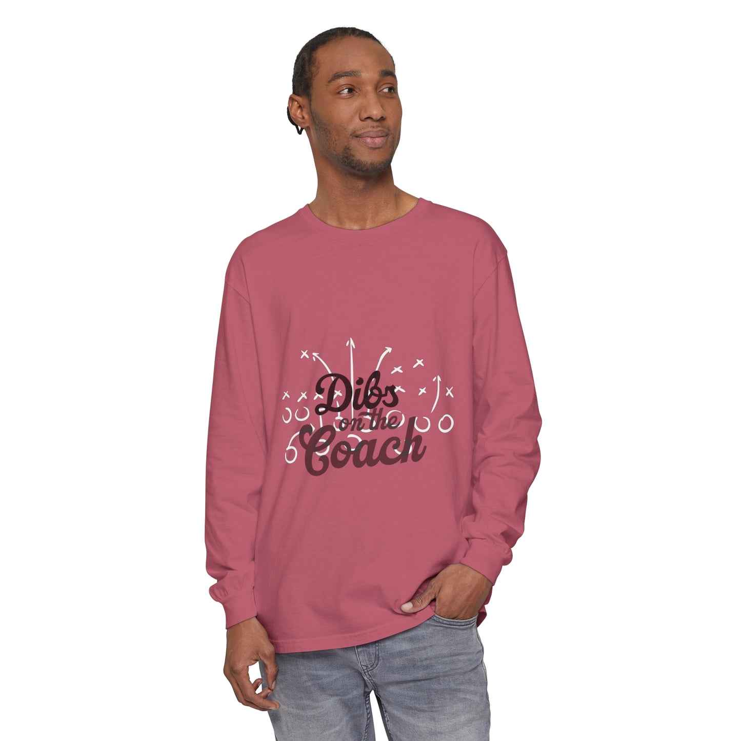 Dibs on the Coach Play Unisex Garment-dyed Long Sleeve T-Shirt