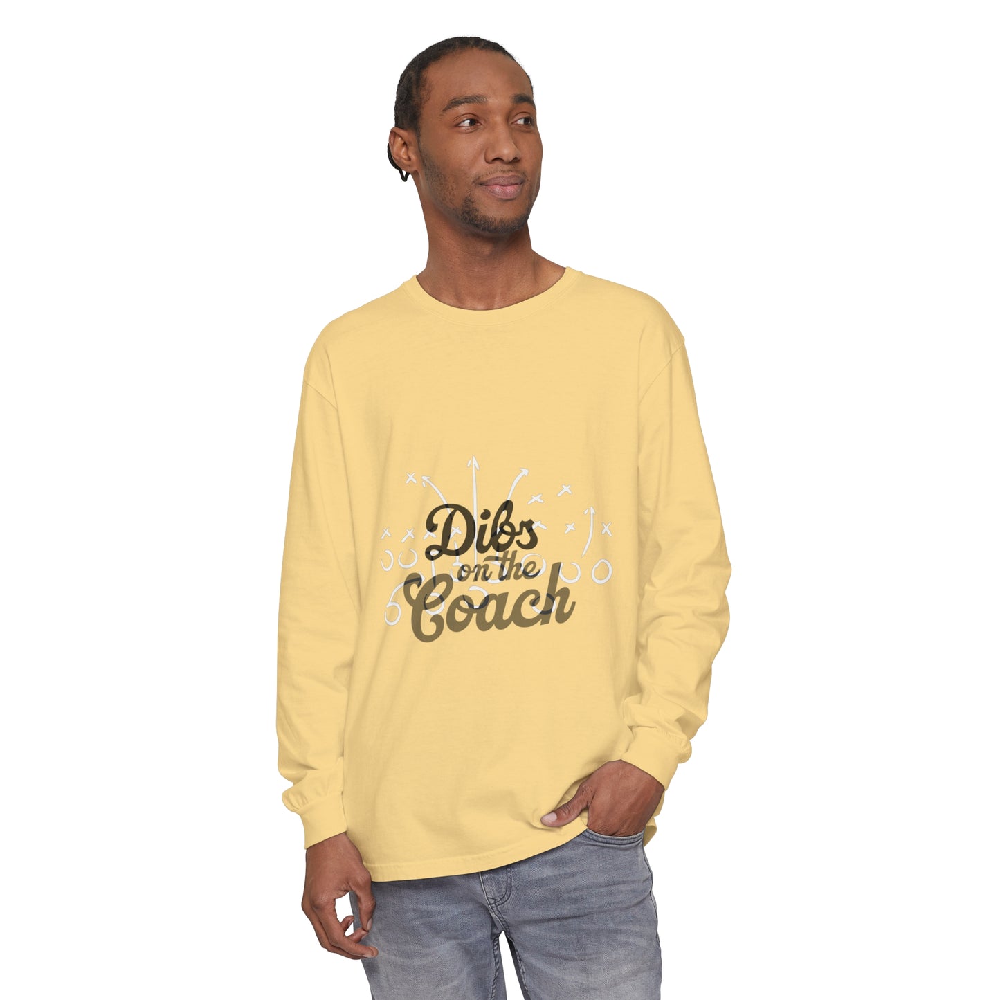 Dibs on the Coach Play Unisex Garment-dyed Long Sleeve T-Shirt