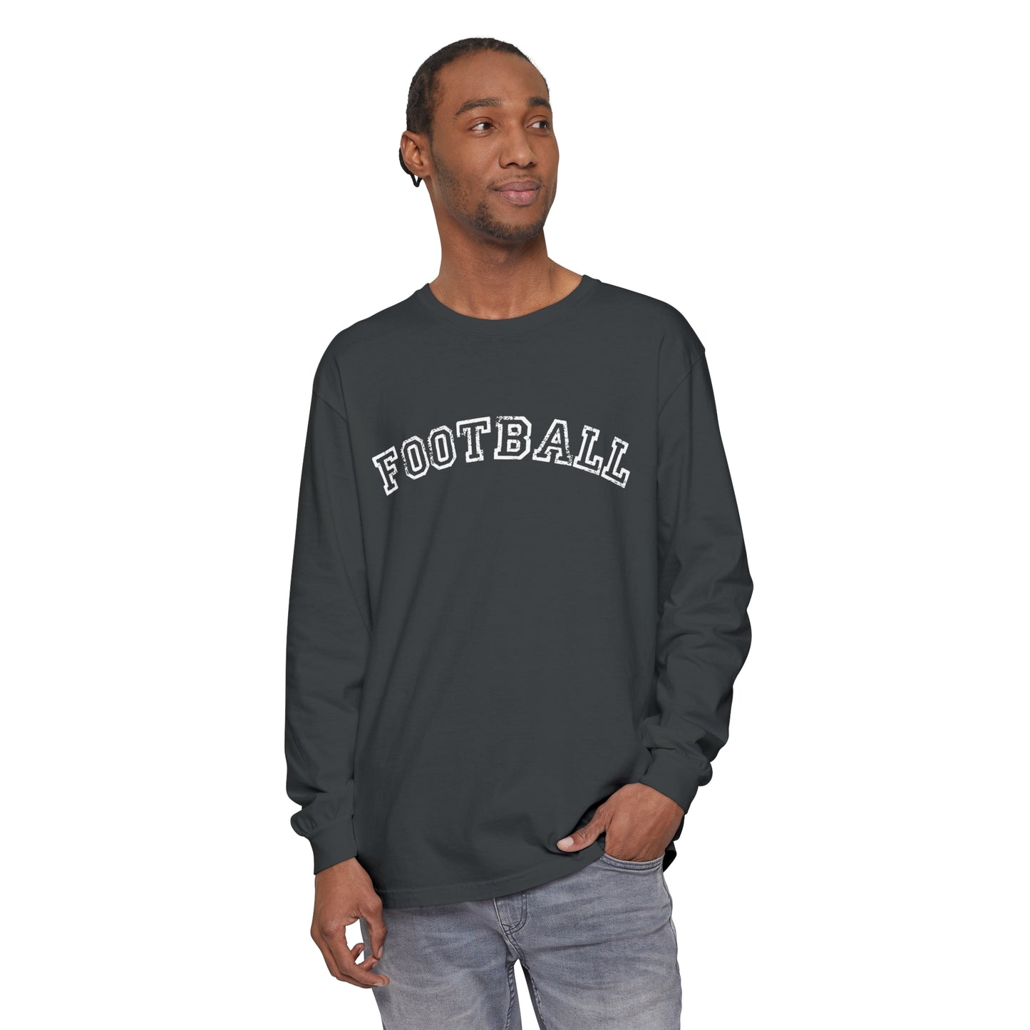 Football Curved Unisex Garment-dyed Long Sleeve T-Shirt