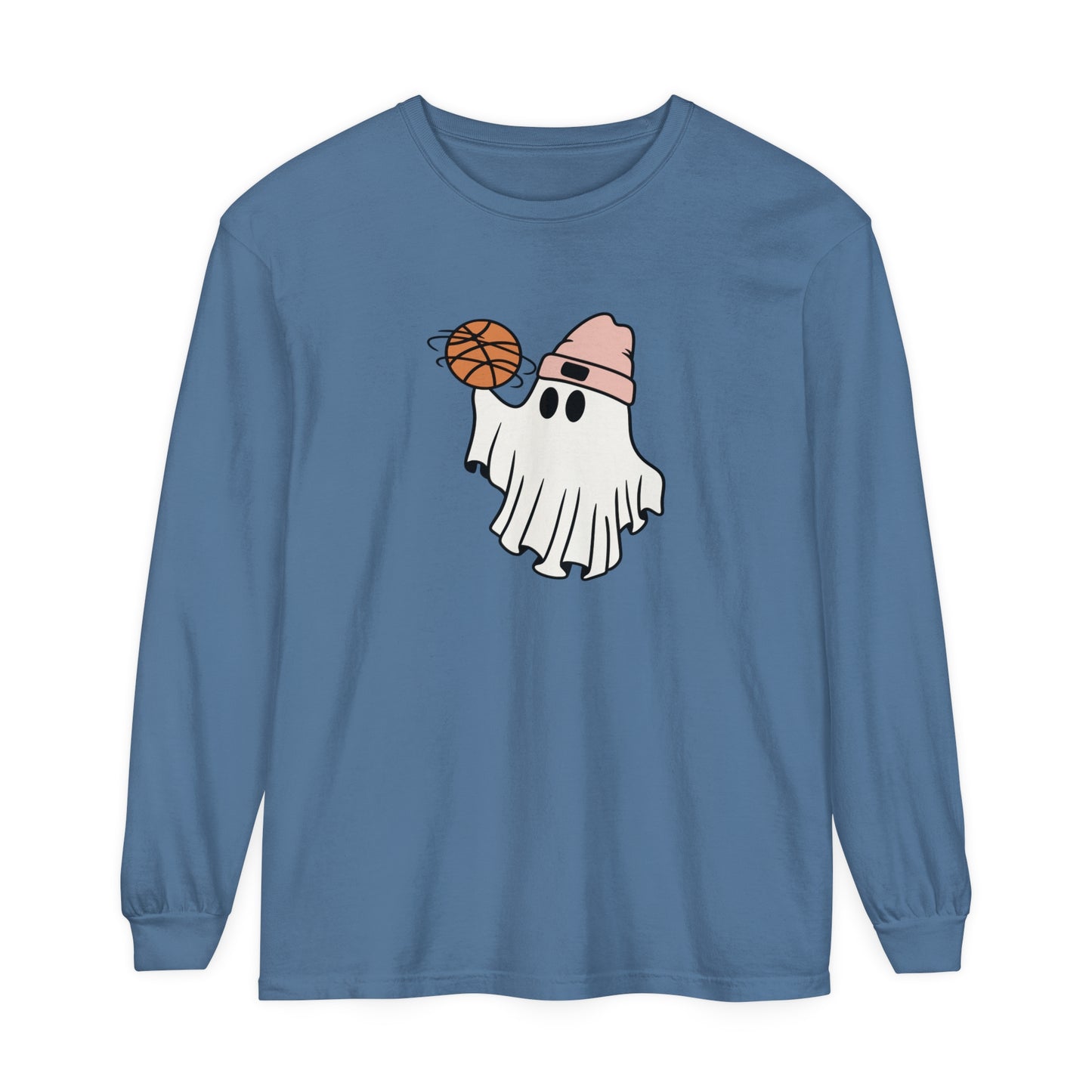 Basketball Ghost Unisex Garment-dyed Long Sleeve T-Shirt