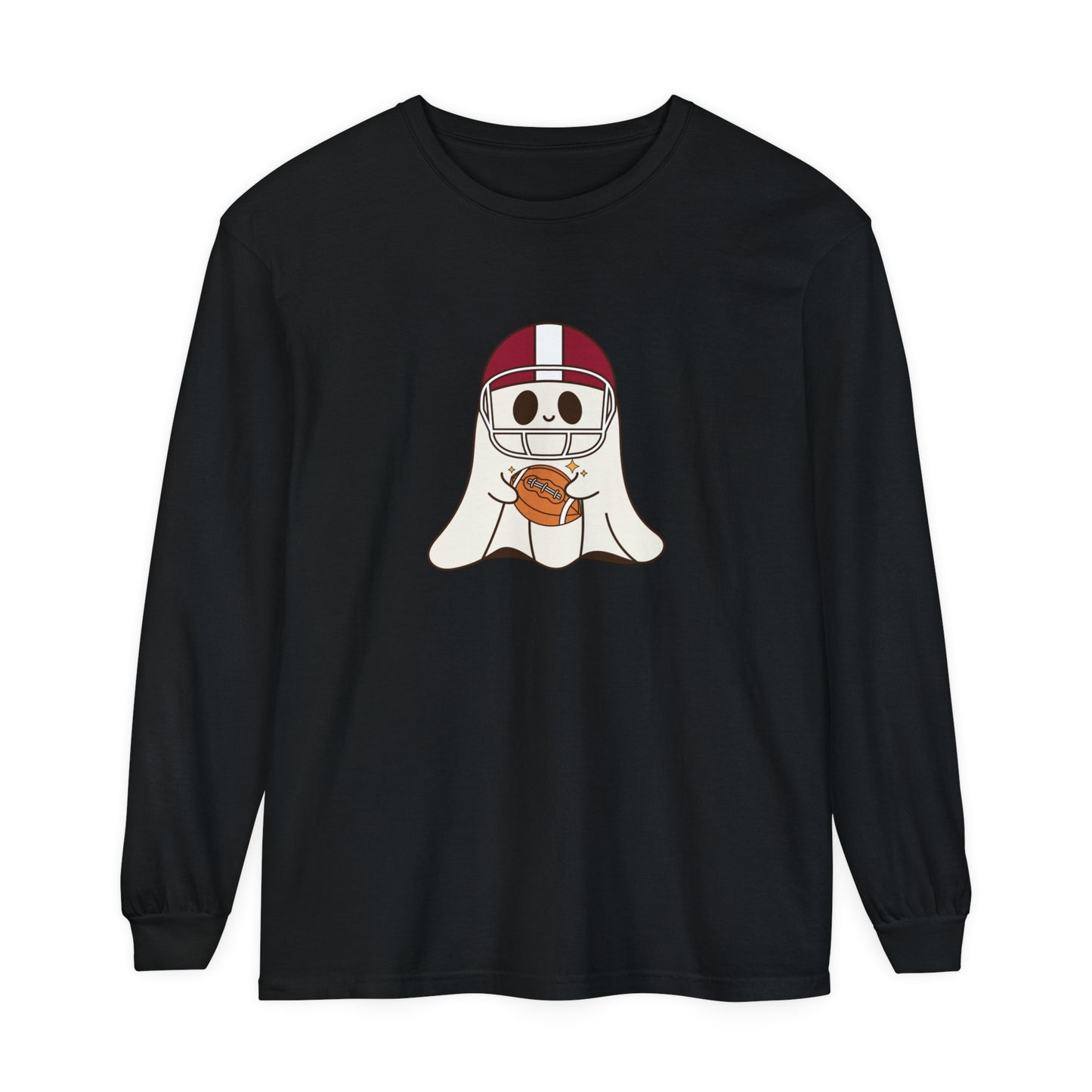 Football Ghost Unisex Garment-dyed Long Sleeve T-Shirt