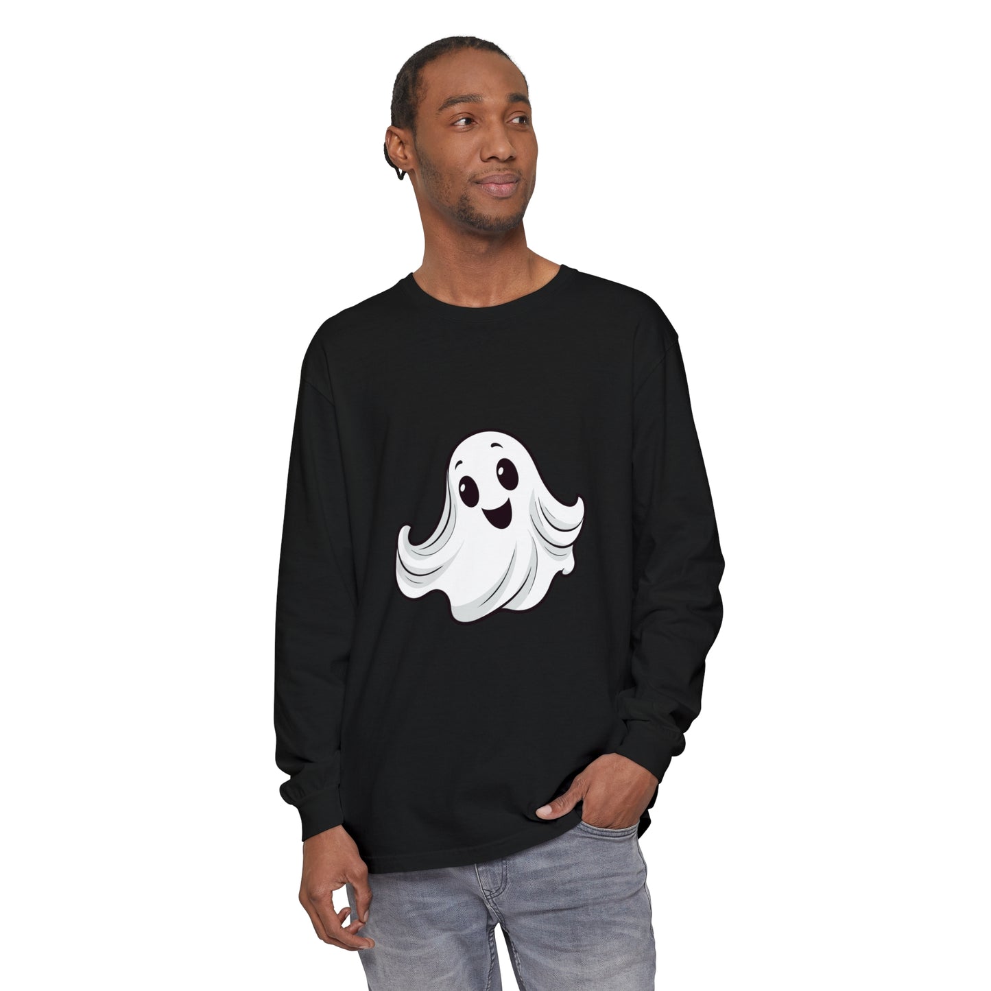 Cute Ghost Unisex Garment-dyed Long Sleeve T-Shirt
